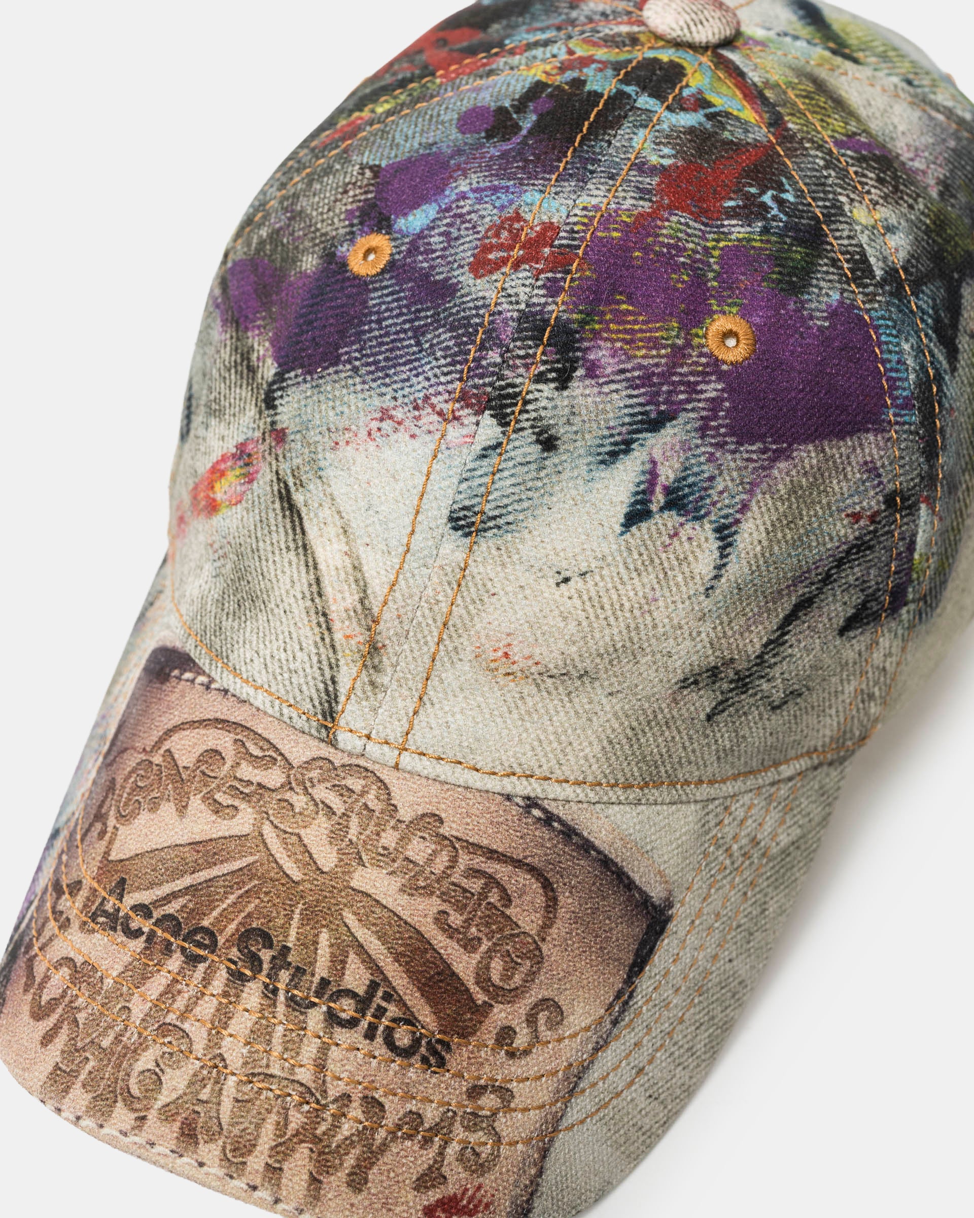 Distressed Printed Cap in Multi