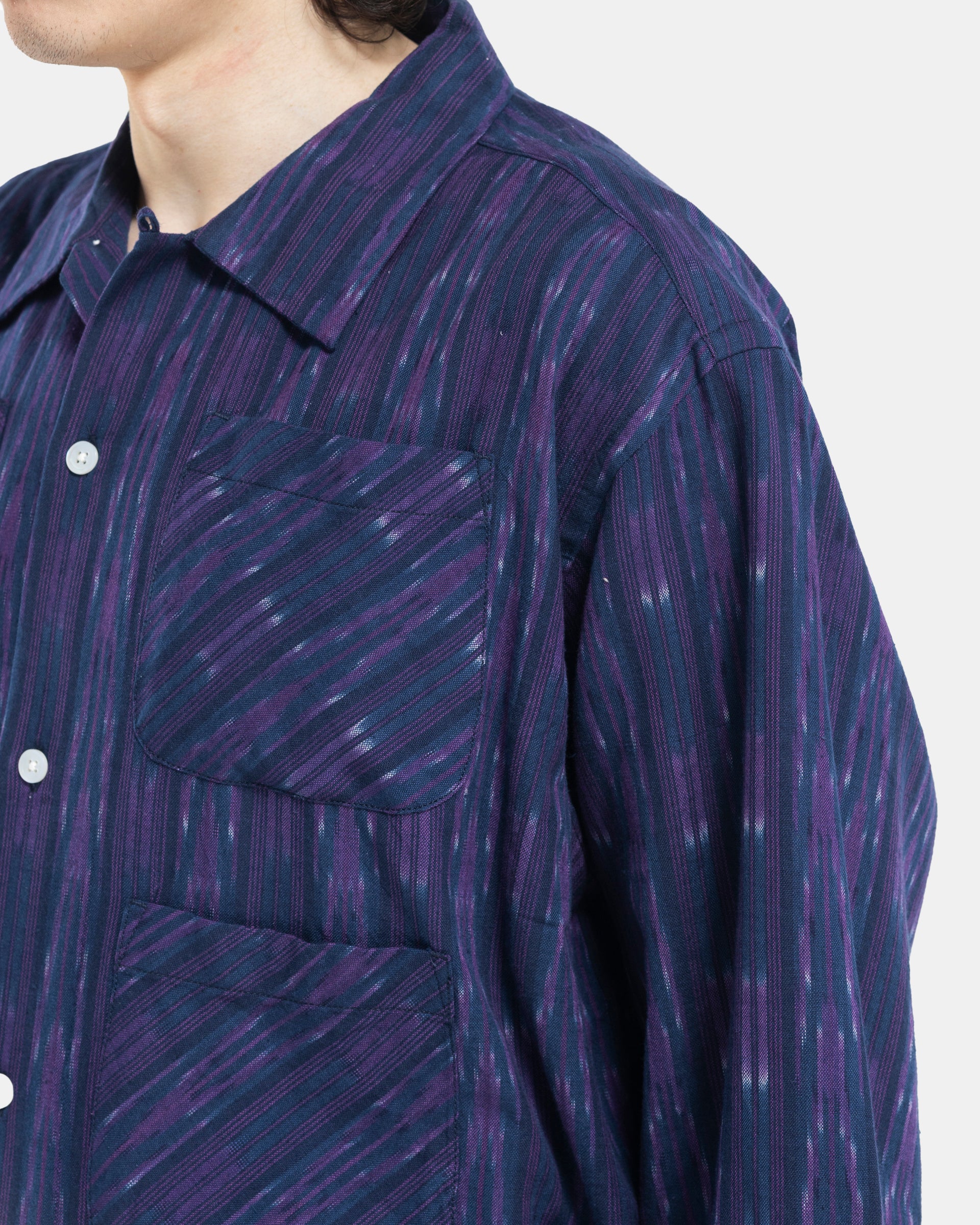 6 Pocket Shirt in Navy and Purple