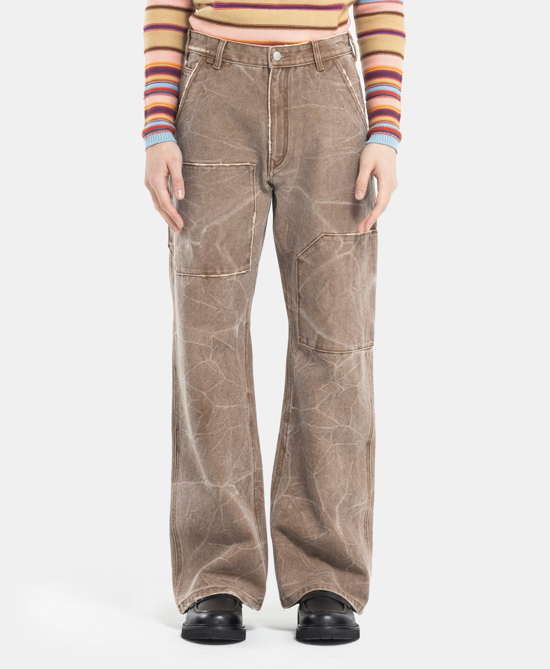 Patch Canvas Trousers in Toffee Brown