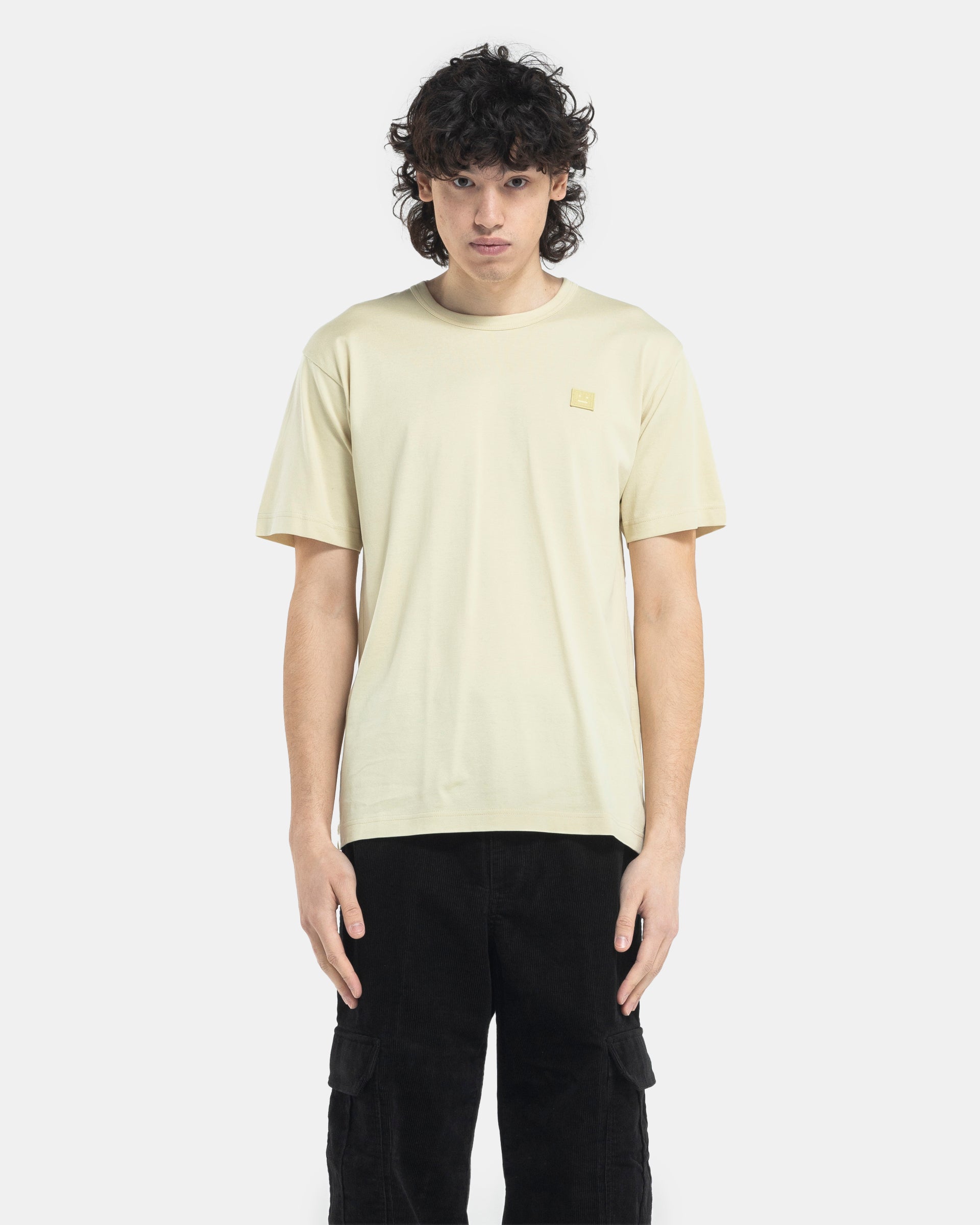 Crew Neck T-Shirt in Sand & Green