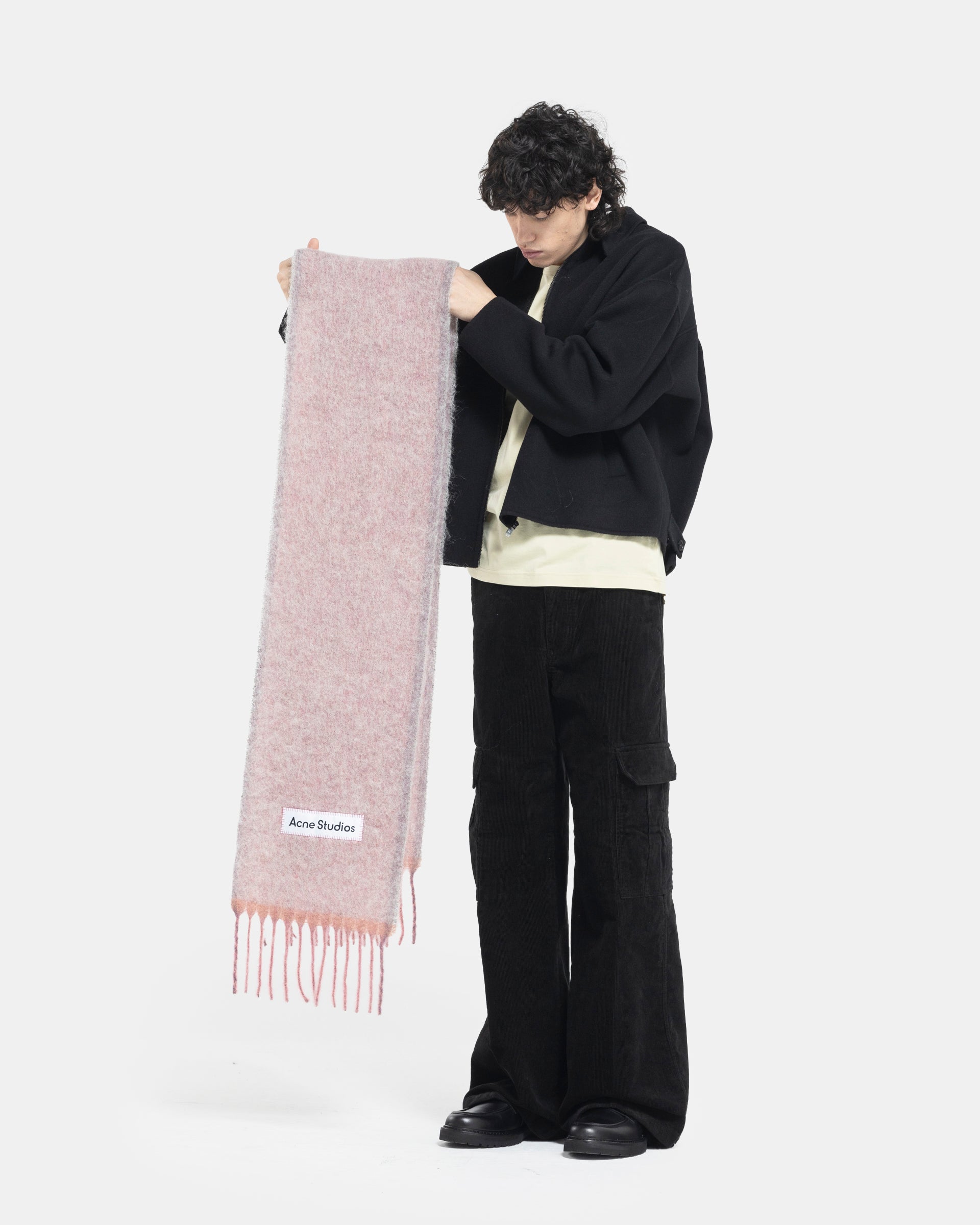 Wool Mohair Scarf in Dusty Pink