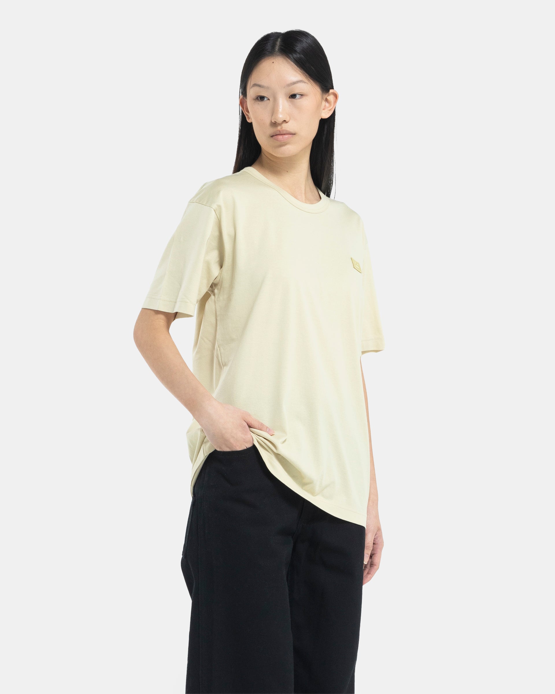 Crew Neck T-Shirt in Sand and Green