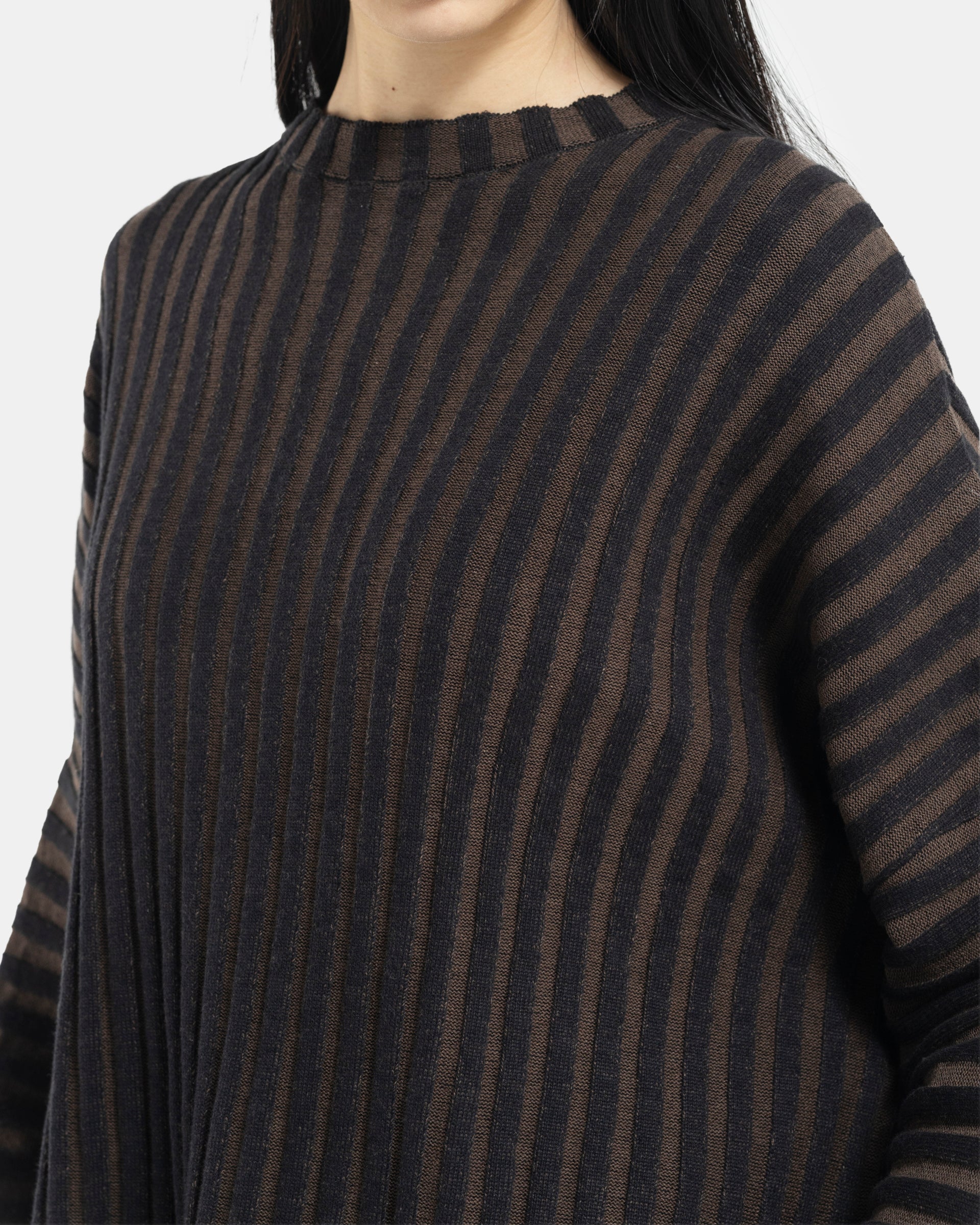  Eckhaus Latta Designer Wool Brown Sweater with knit stripes