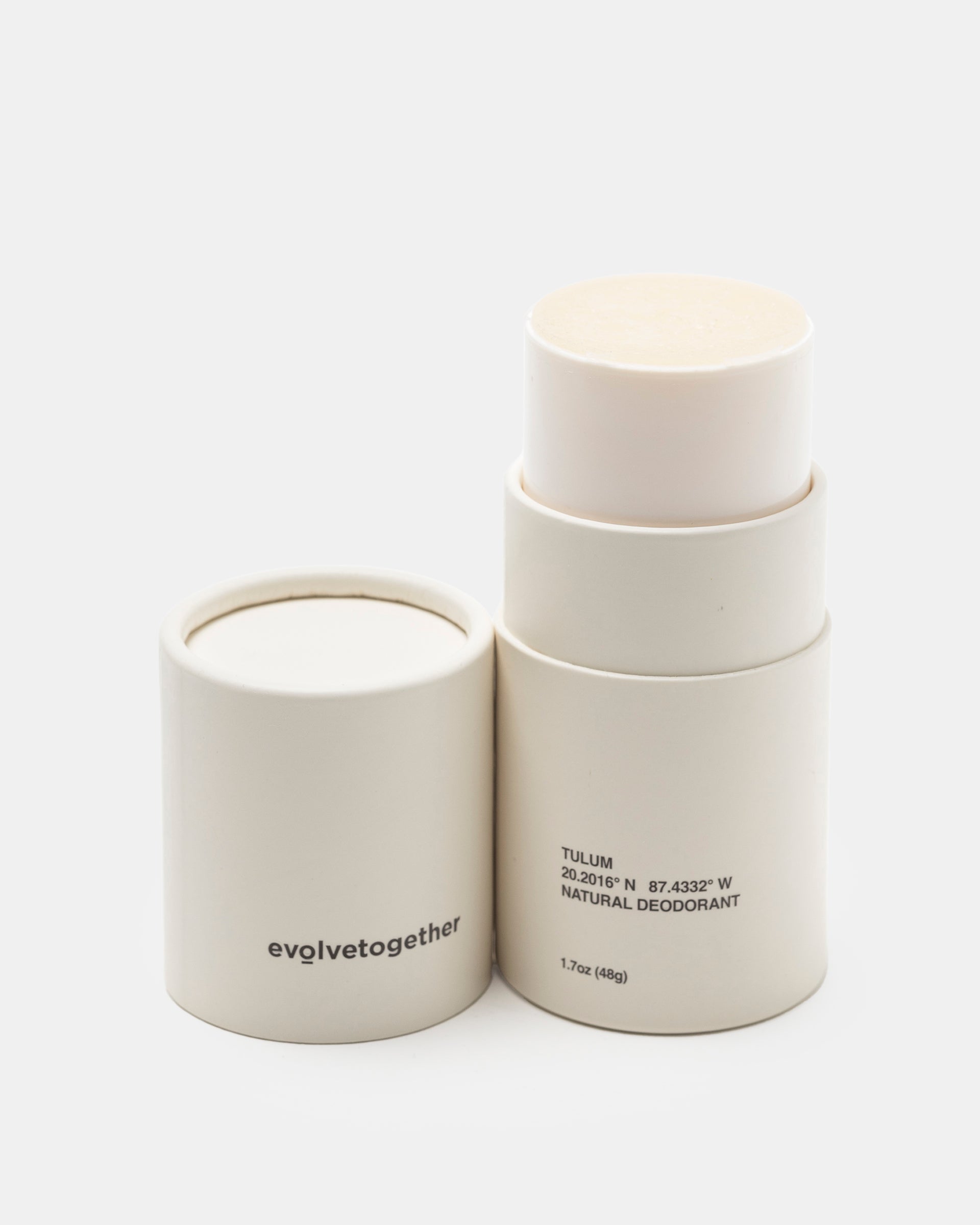 Evolve Together Tulum Deodorant with lid removed Roden Gray
