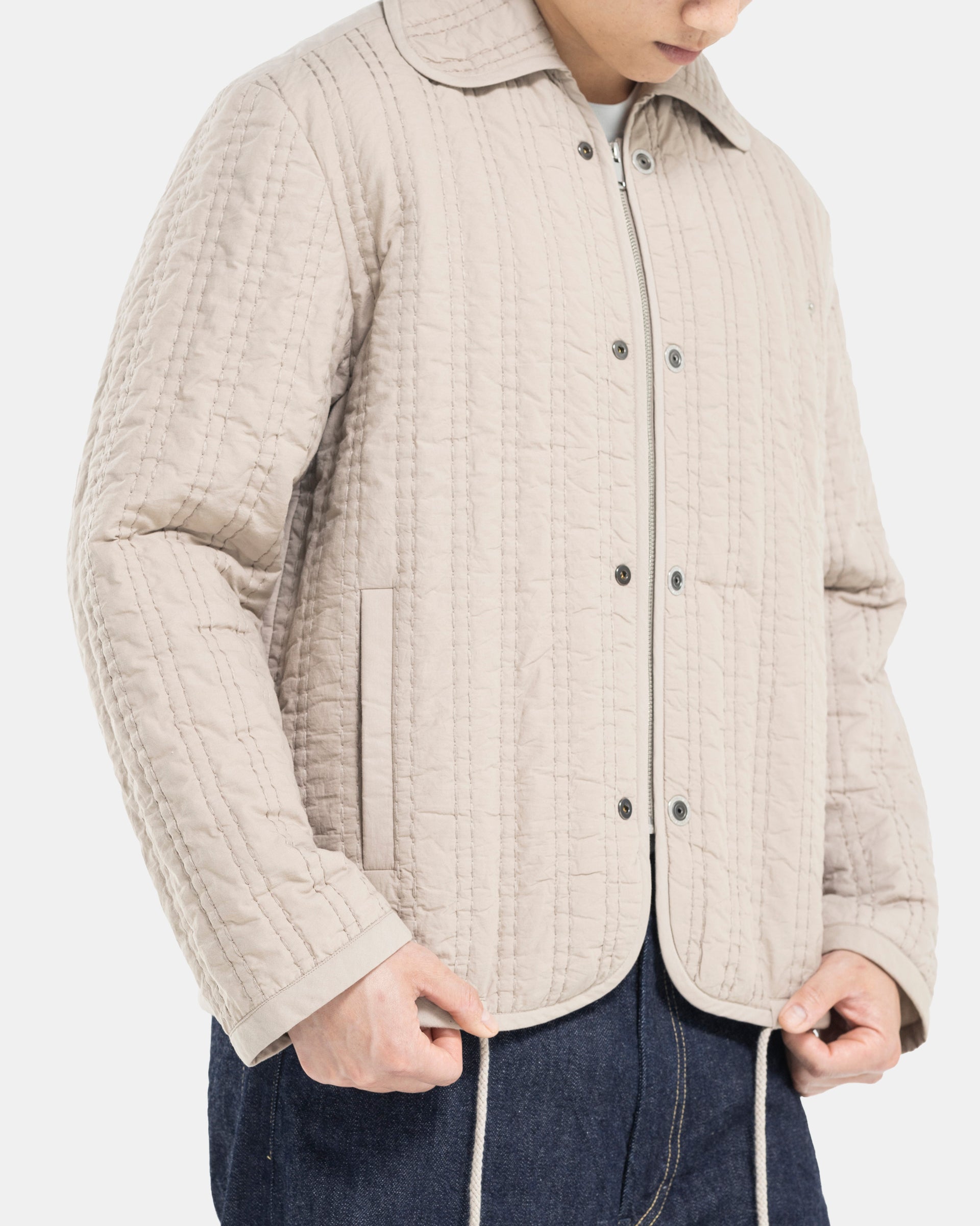 Quilted Embroidery Jacket in Beige
