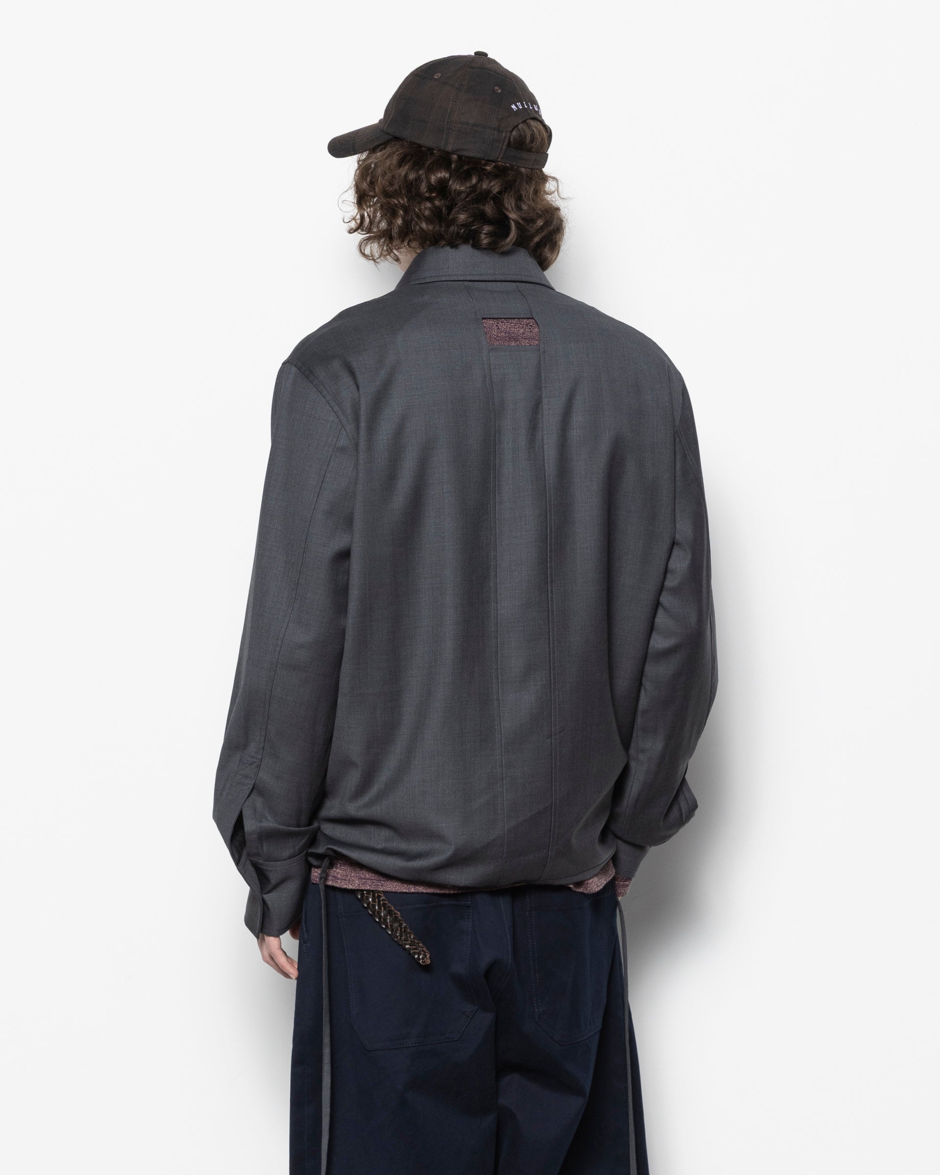 Nullus Crossed Over Shirt in Grey | RODEN GRAY