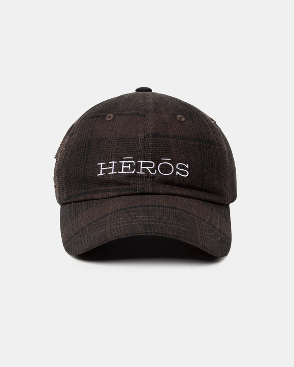 "Hērōs" Cap in Brown Plaid