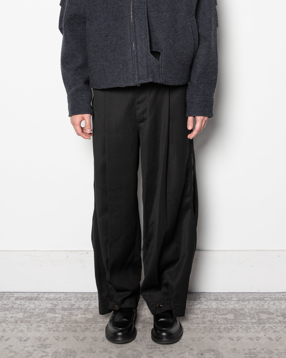 Layered Folded Trousers in Black