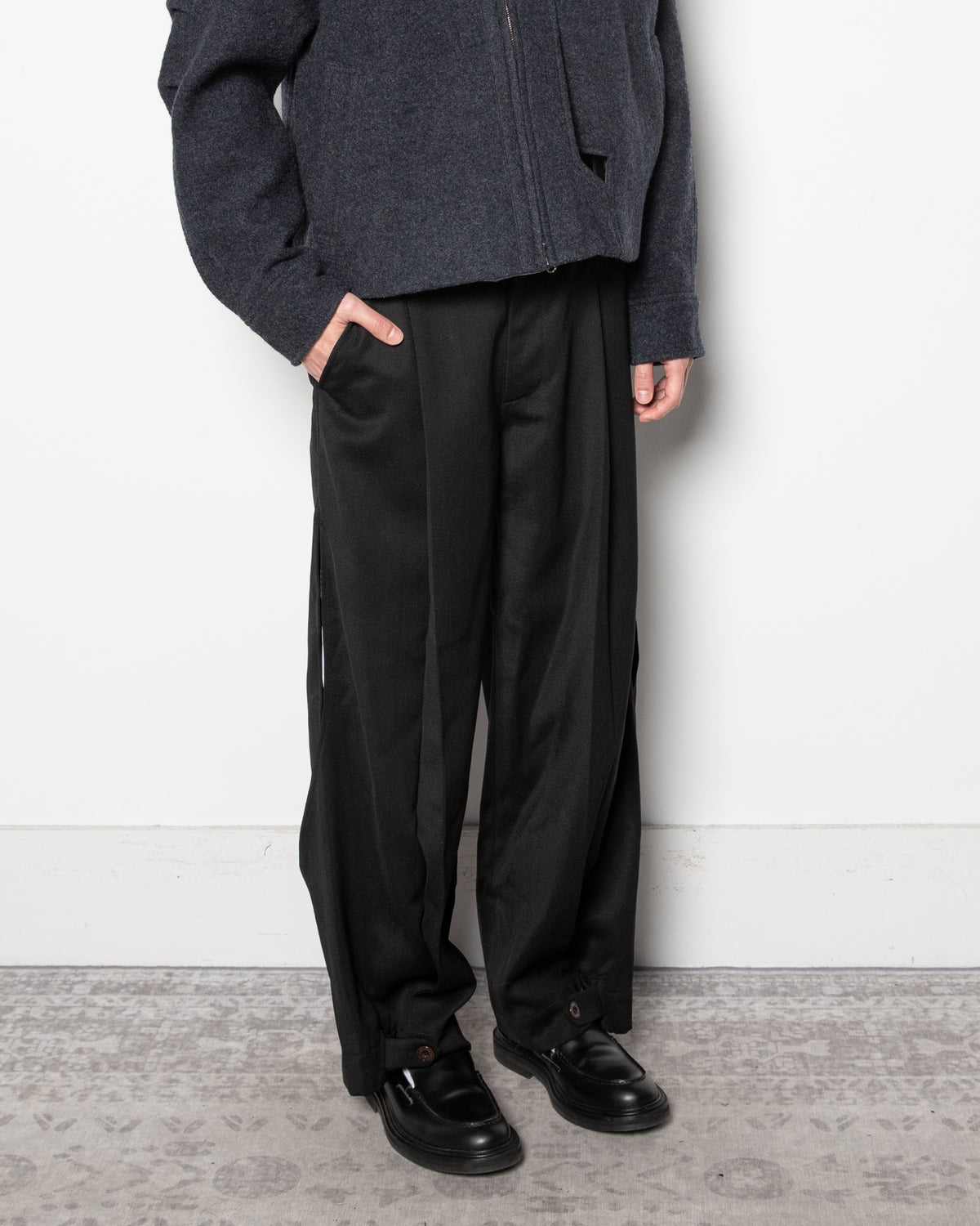 Layered Folded Trousers in Black