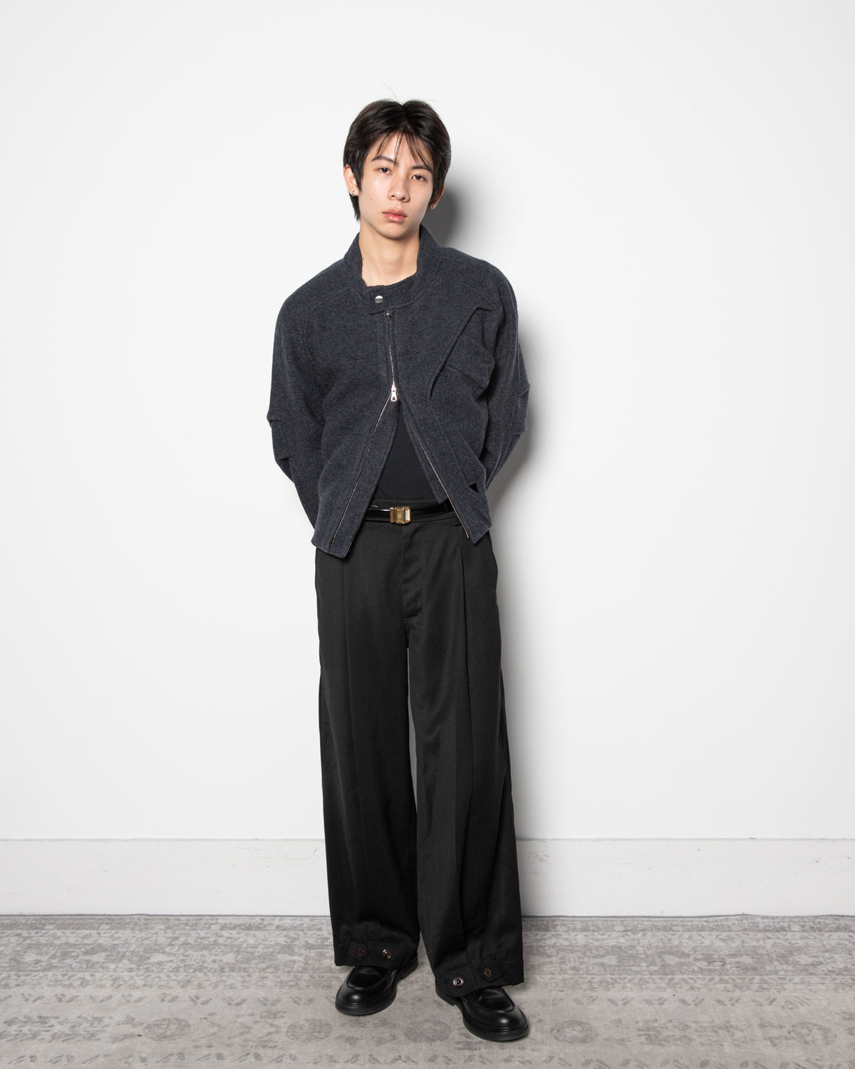 Layered Folded Trousers in Black