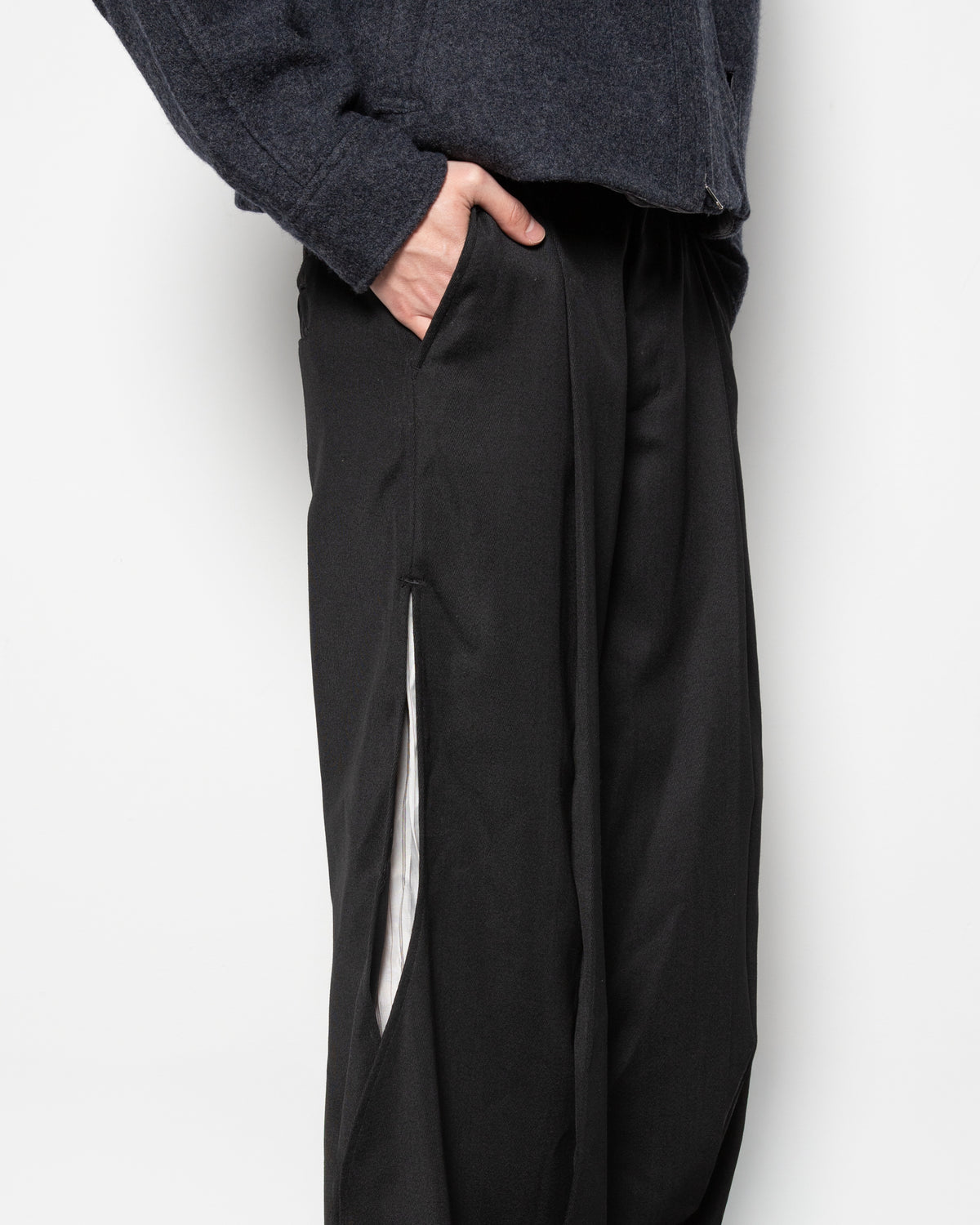 Layered Folded Trousers in Black