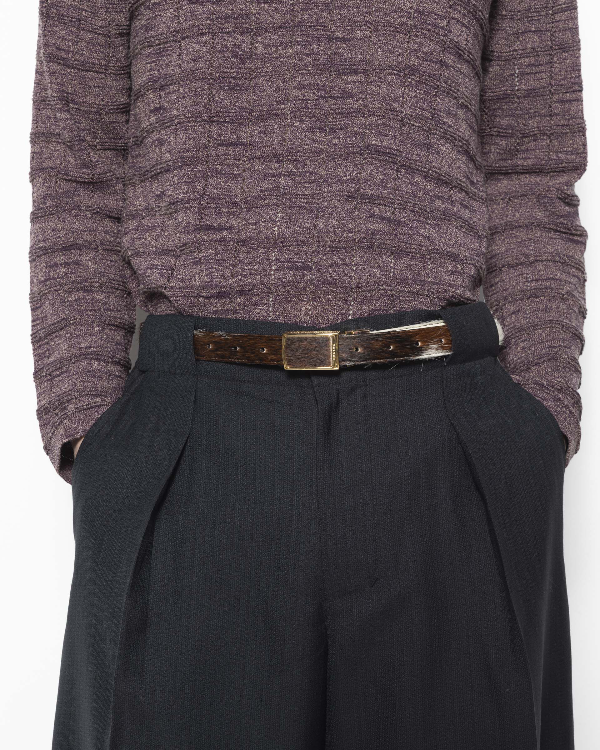 Reversible Pony Hair Calfskin Belt