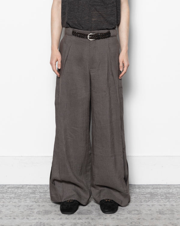 Silk & Linen Interweaved Trousers in Grey