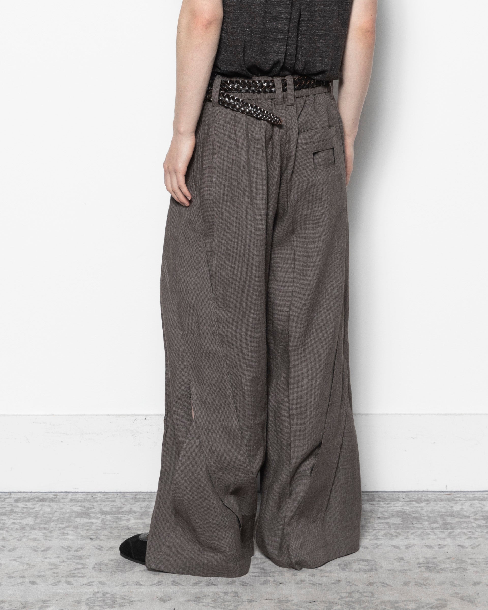 Silk & Linen Interweaved Trousers in Grey