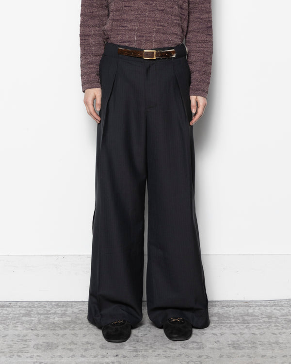 Woolen Interweaved Trousers in Midnight