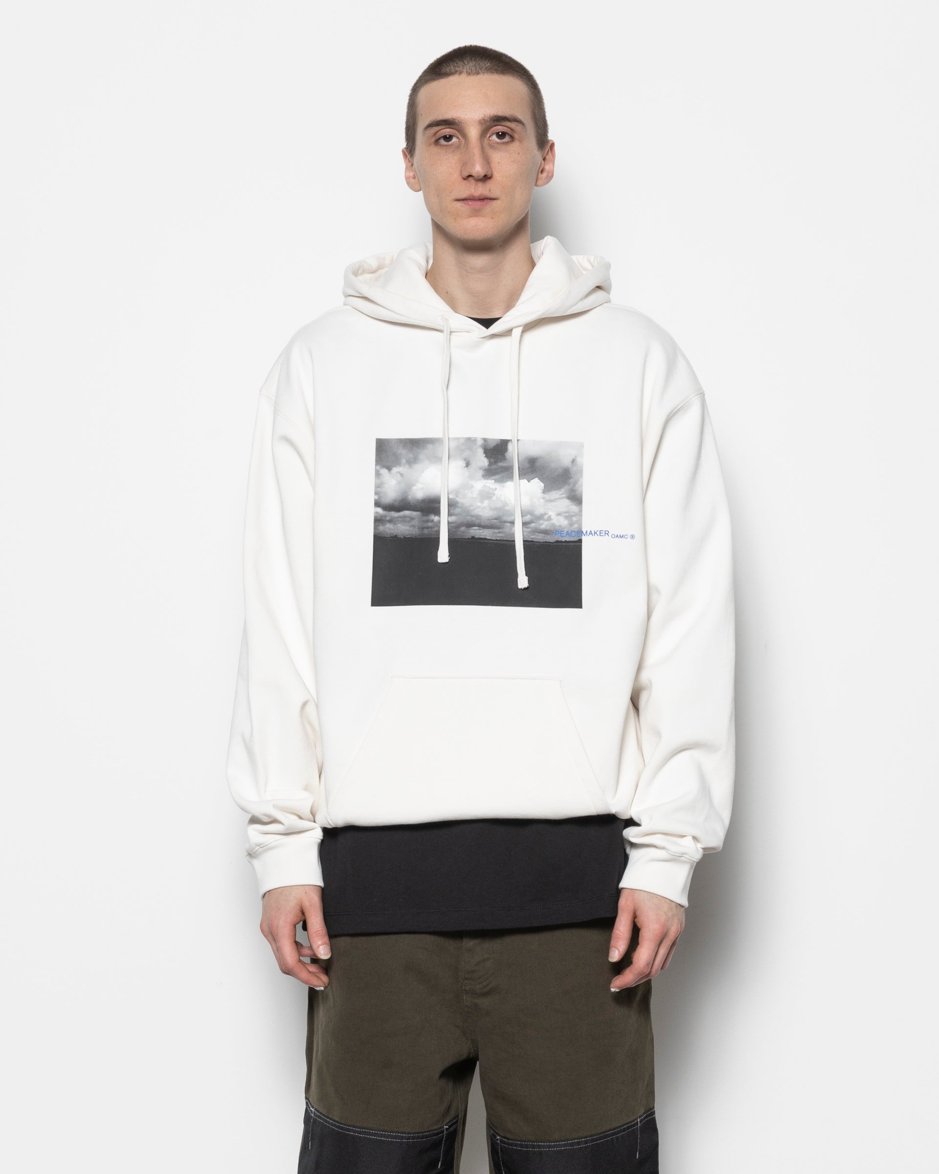 Loose Fit Hoodie Star Print in White