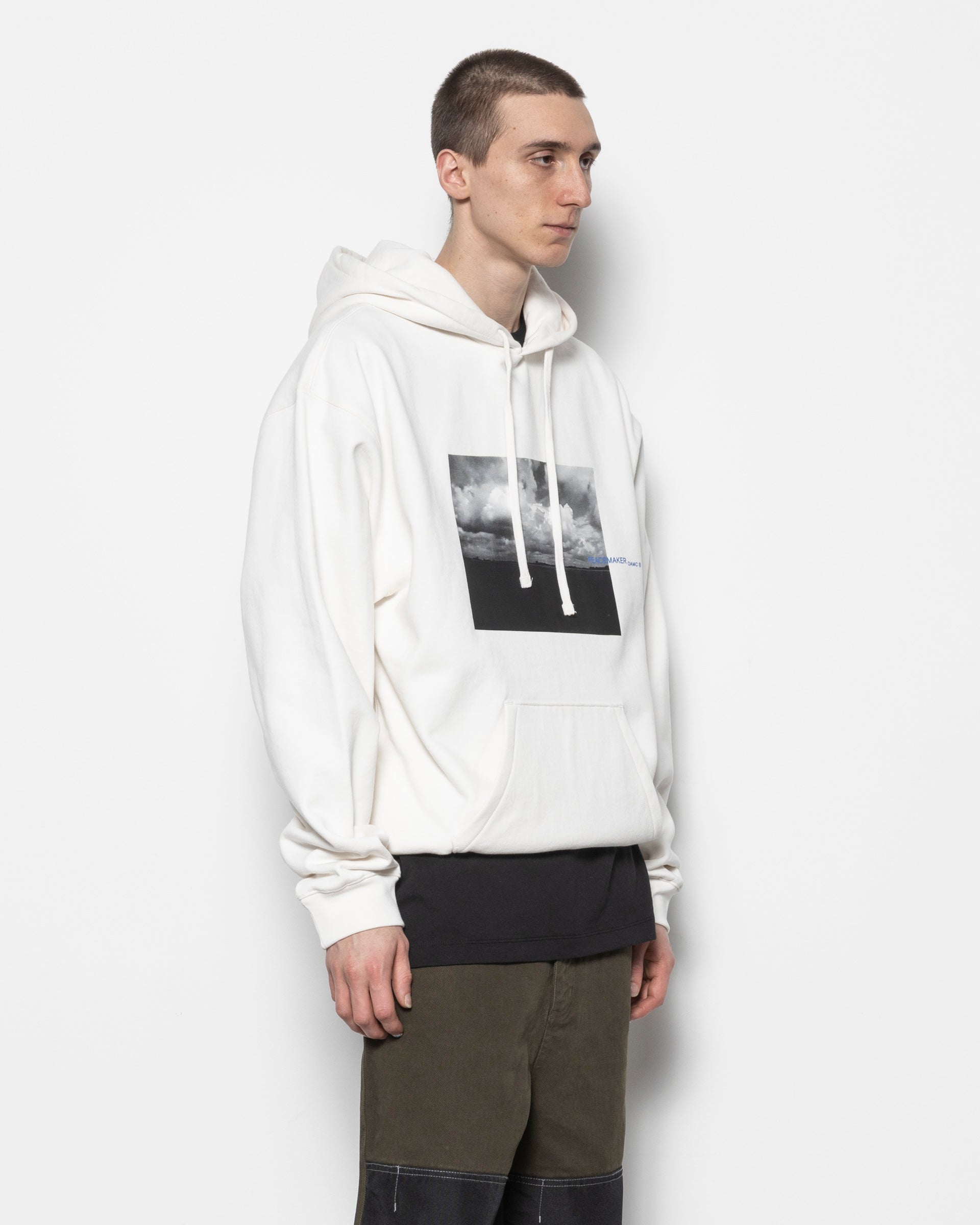 Loose Fit Hoodie Star Print in White