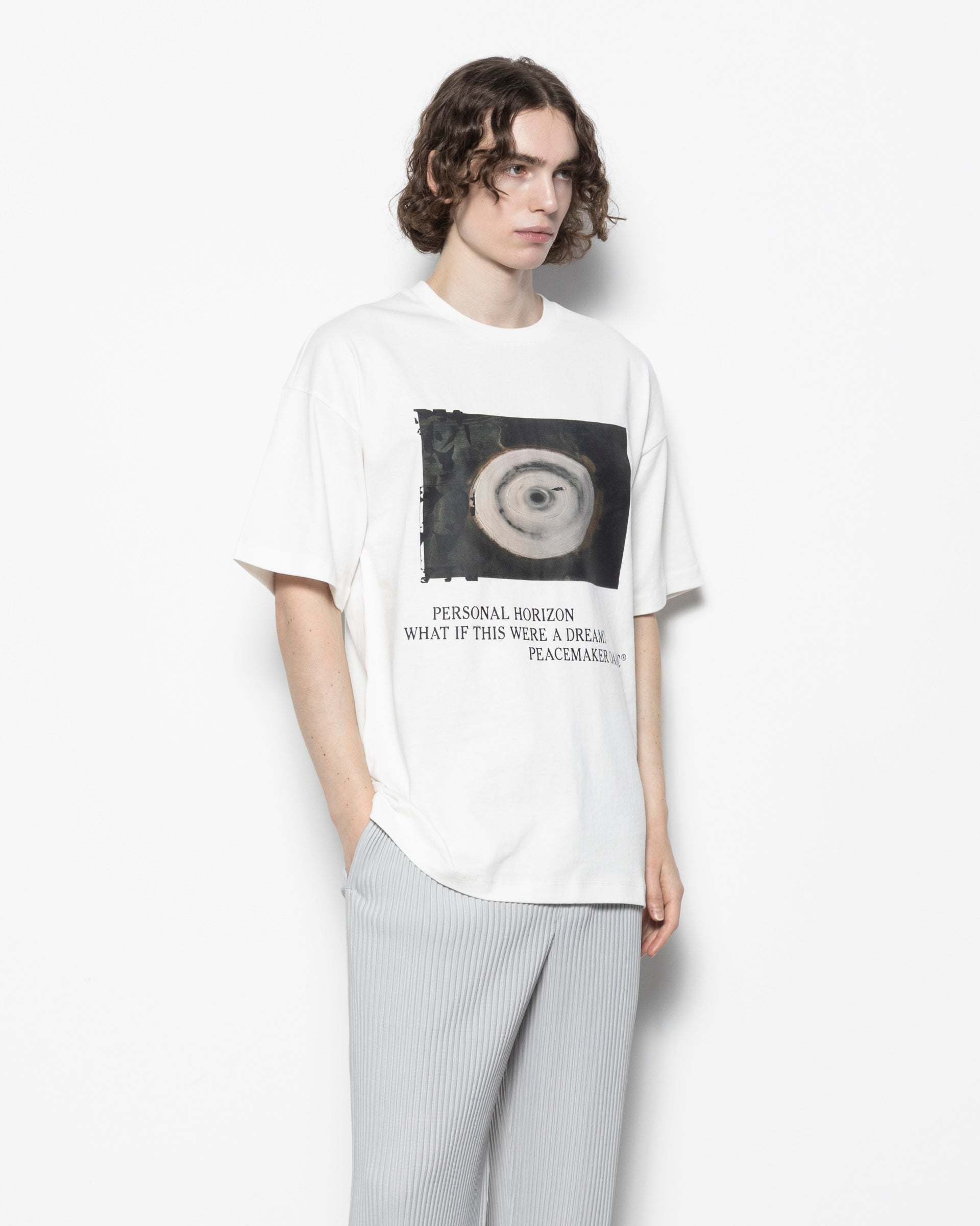 Loose Fit T-shirt Landart 03 Print in White