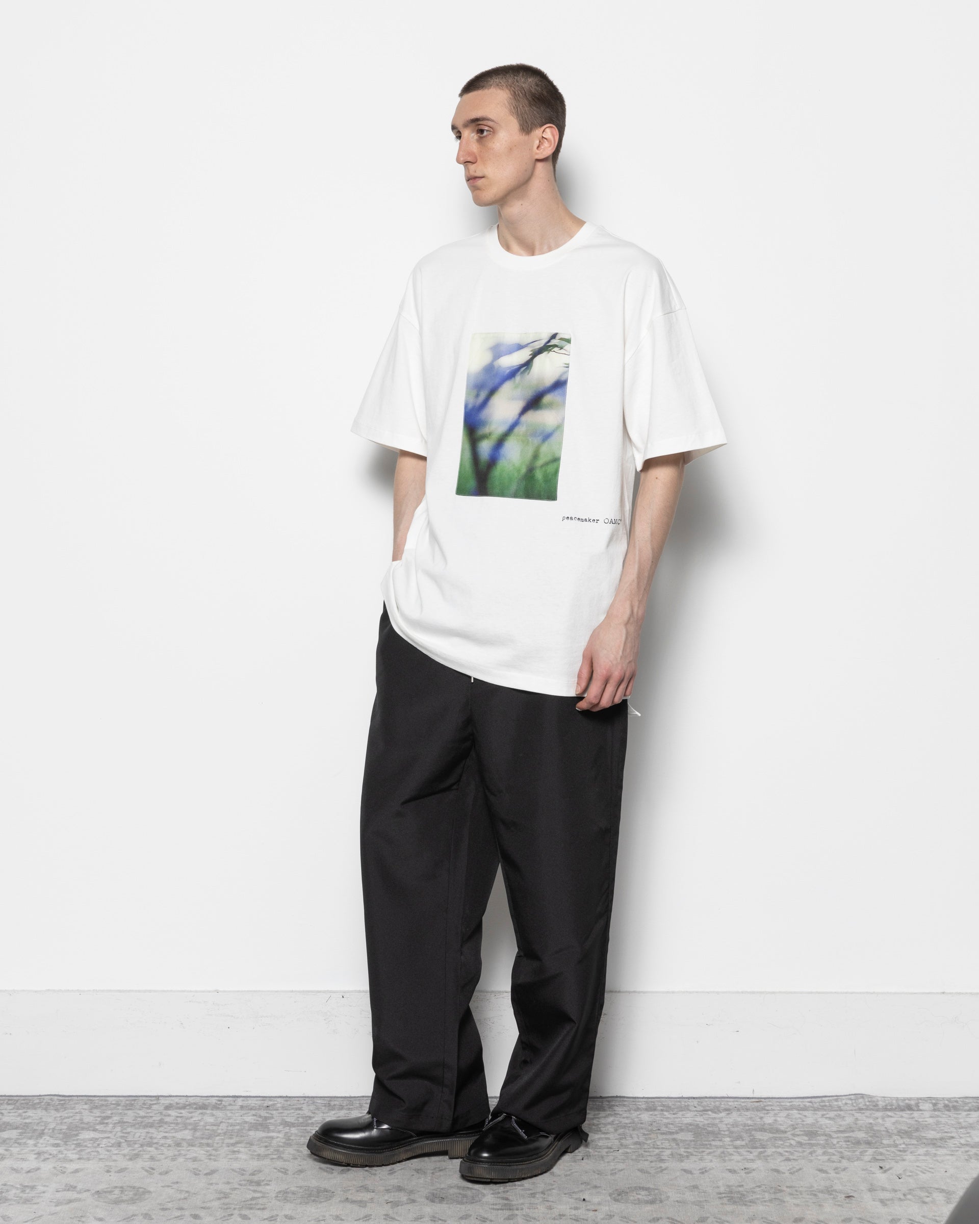 Loose Fit T-shirt Landart Print in White
