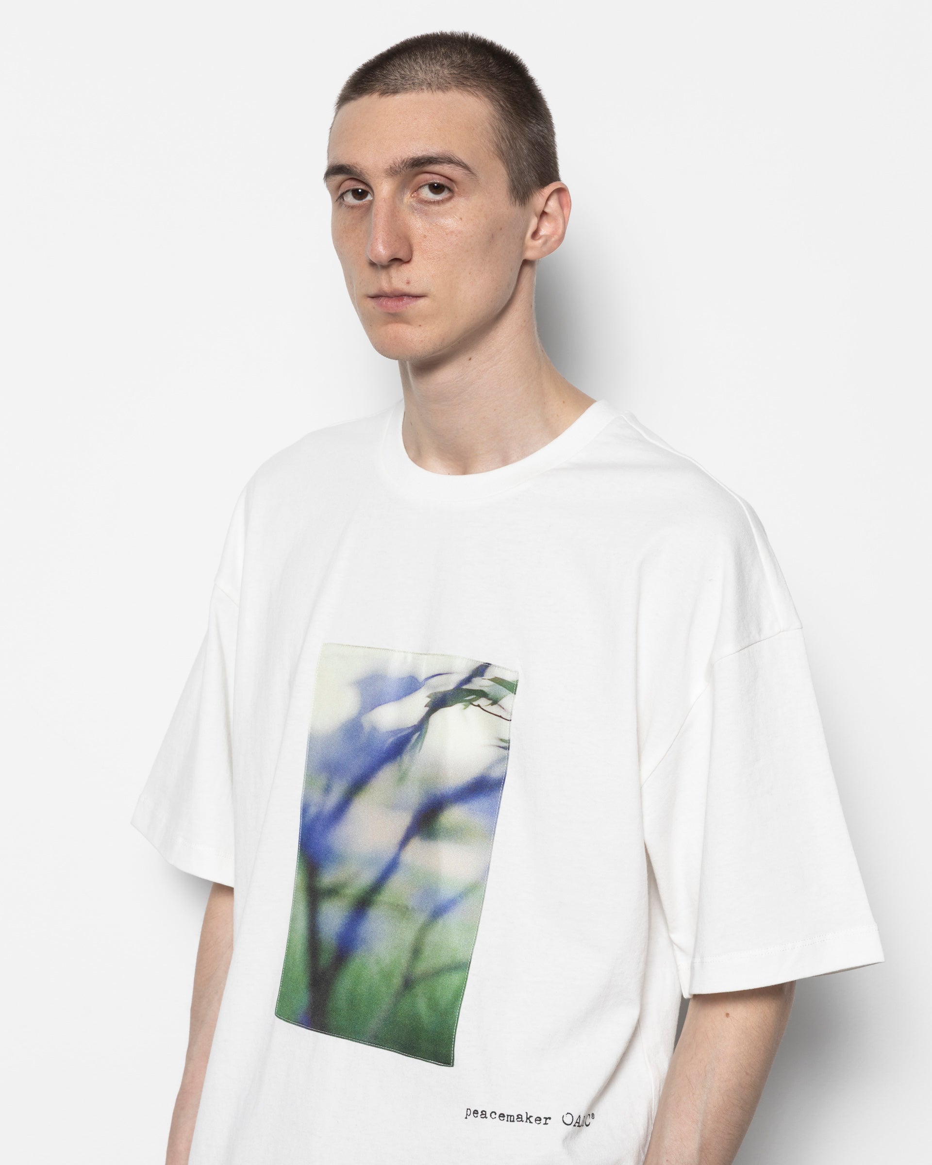 Loose Fit T-shirt Landart Print in White