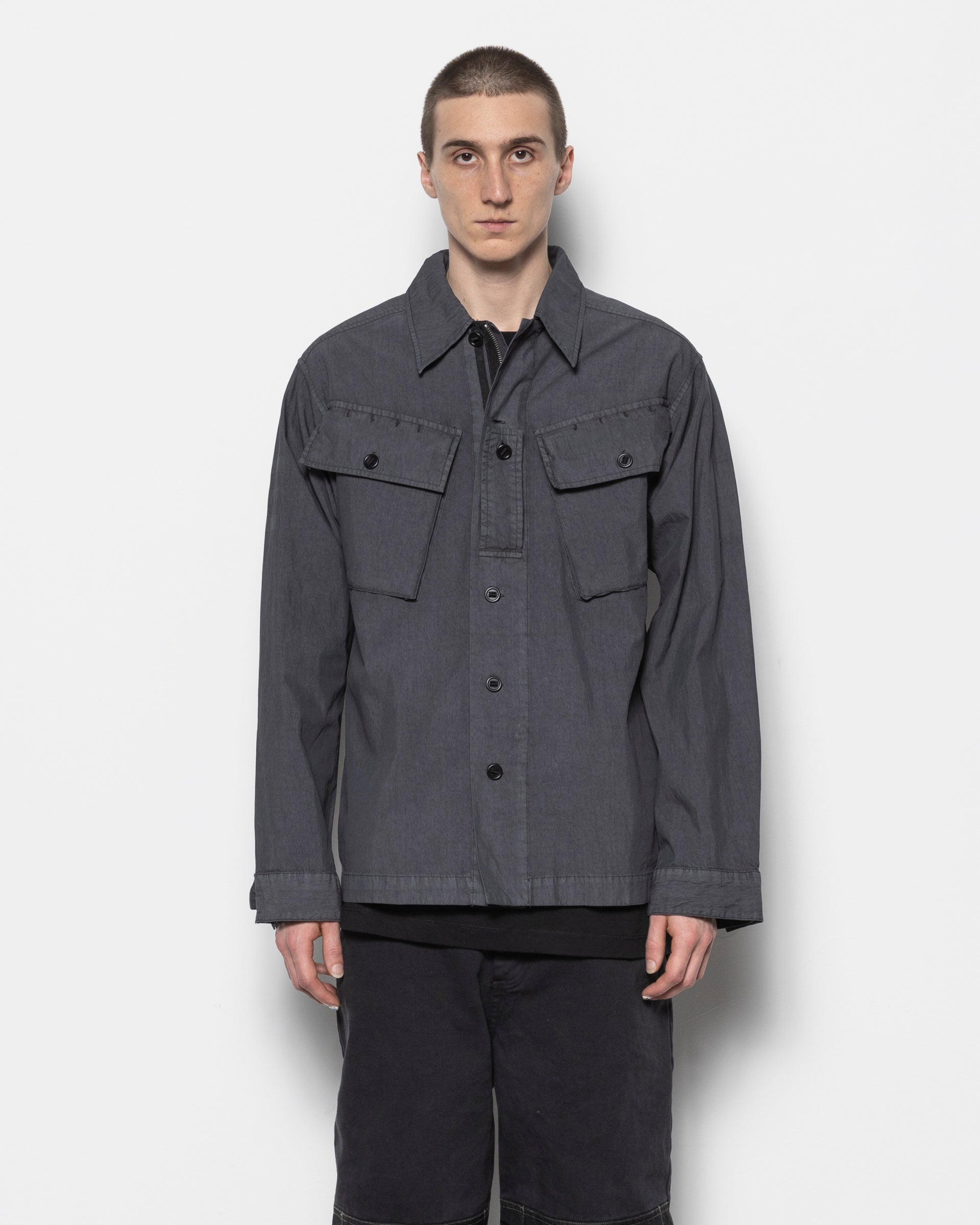 Military Cargo Shirt in Black