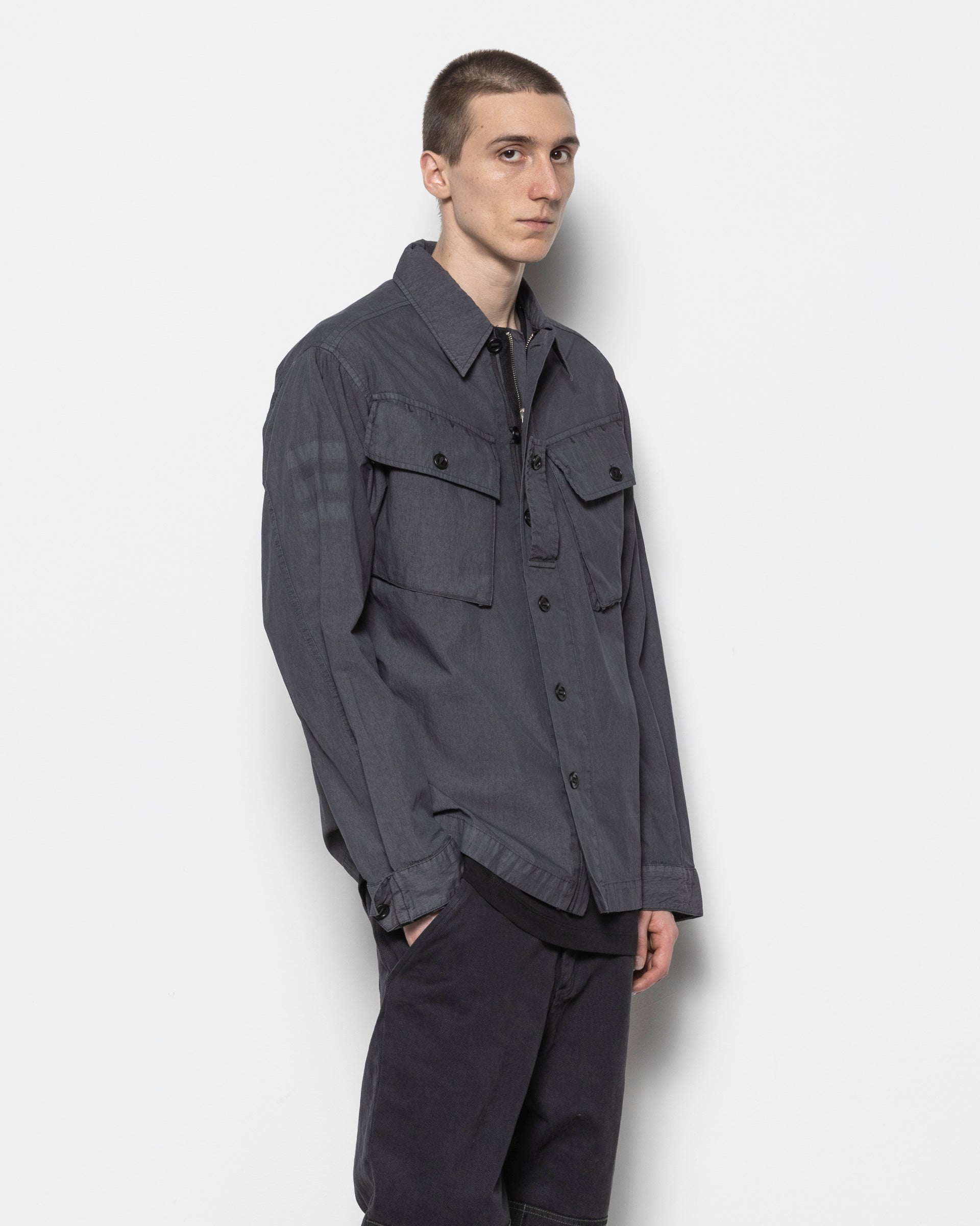 Military Cargo Shirt in Black