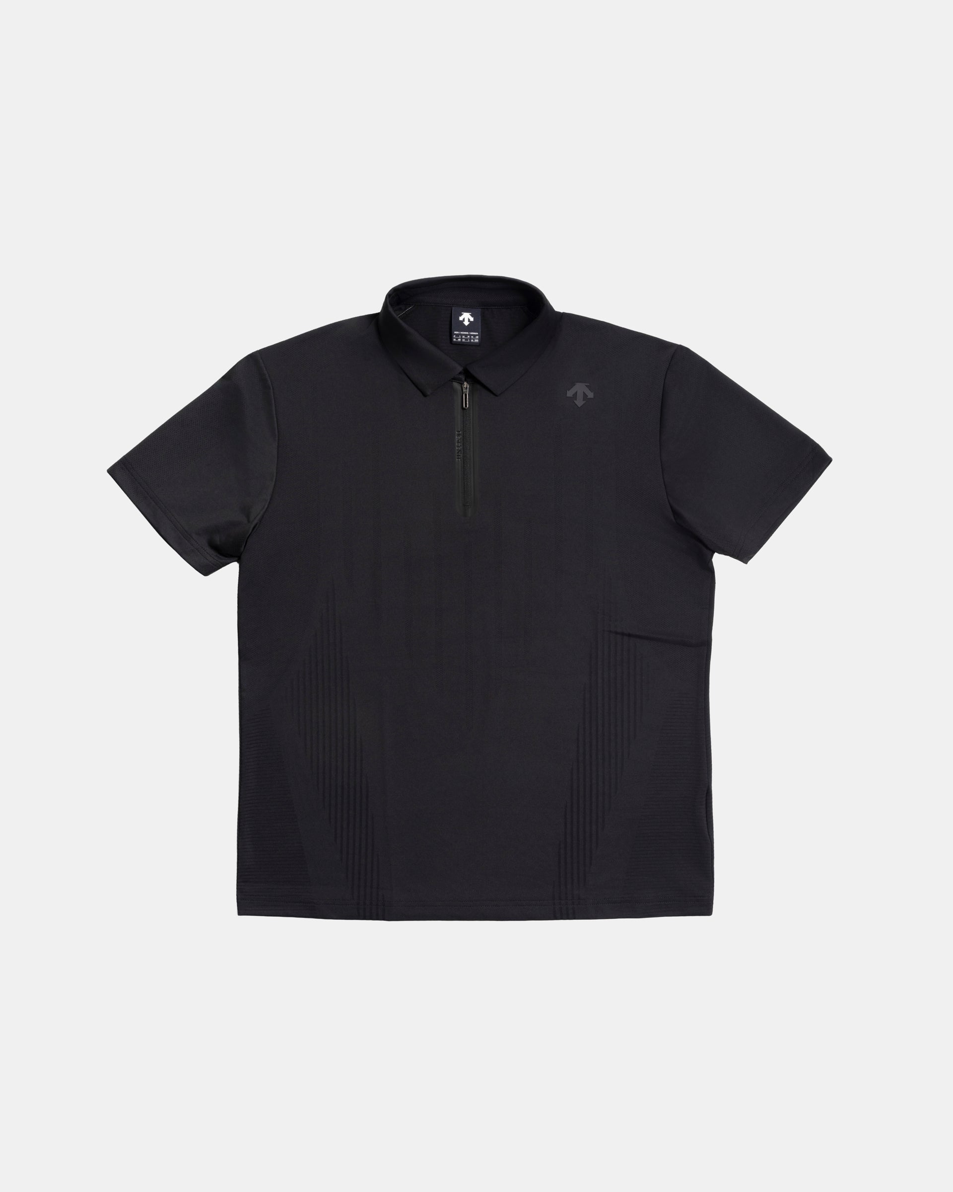 Panelled Jacquard S/S Shirt in Black