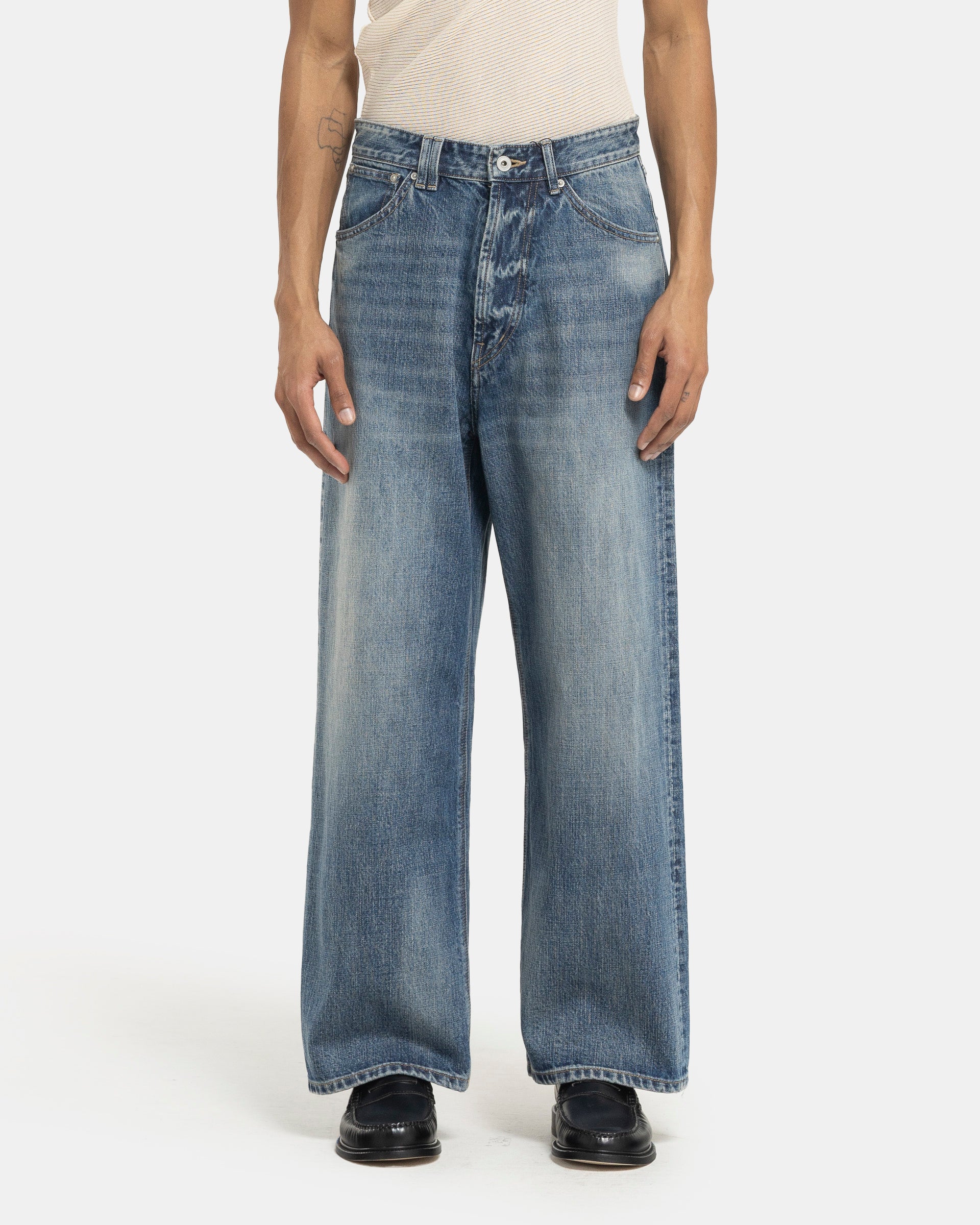 Pollux Washed Denim Pants in Blue