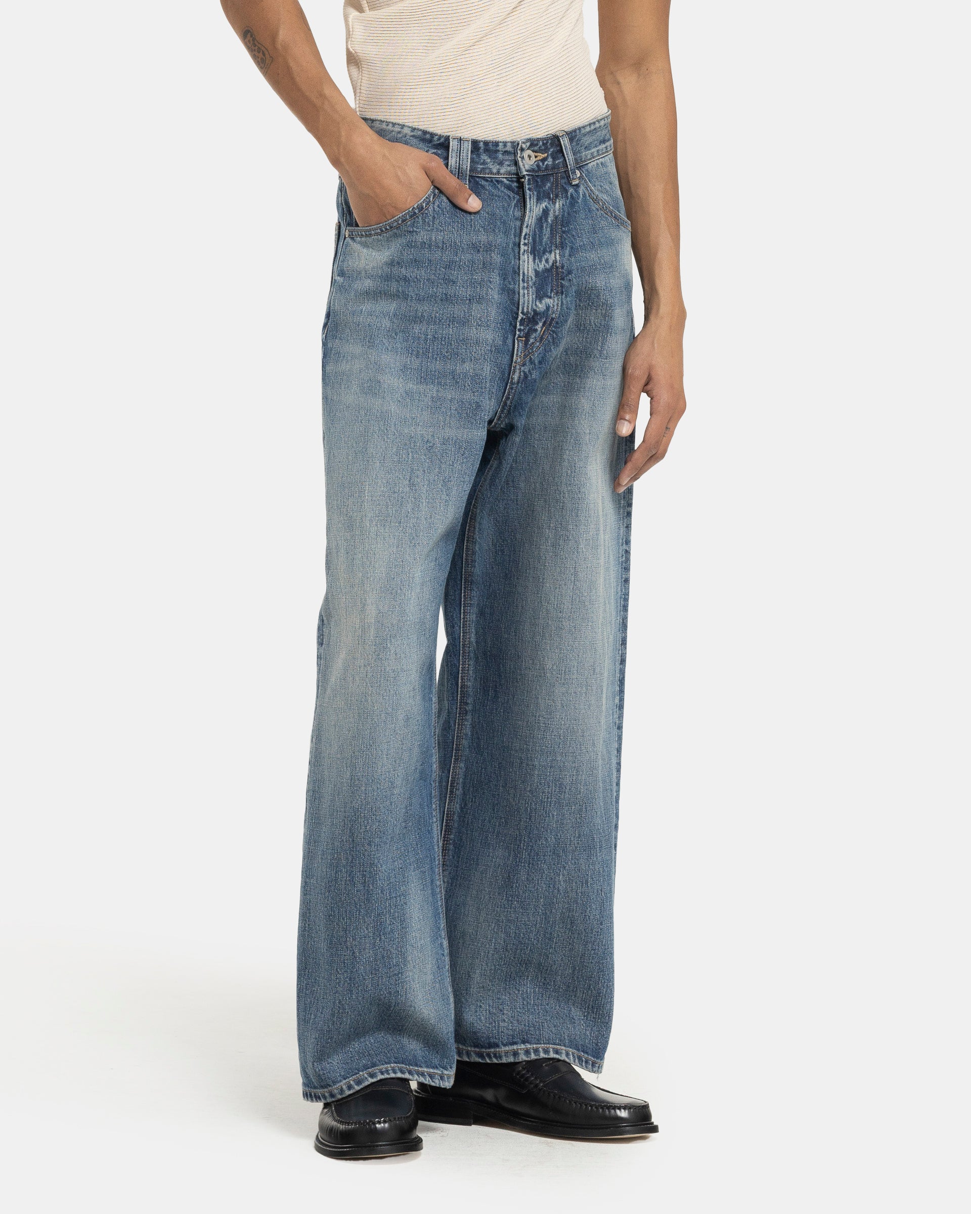 Pollux Washed Denim Pants in Blue