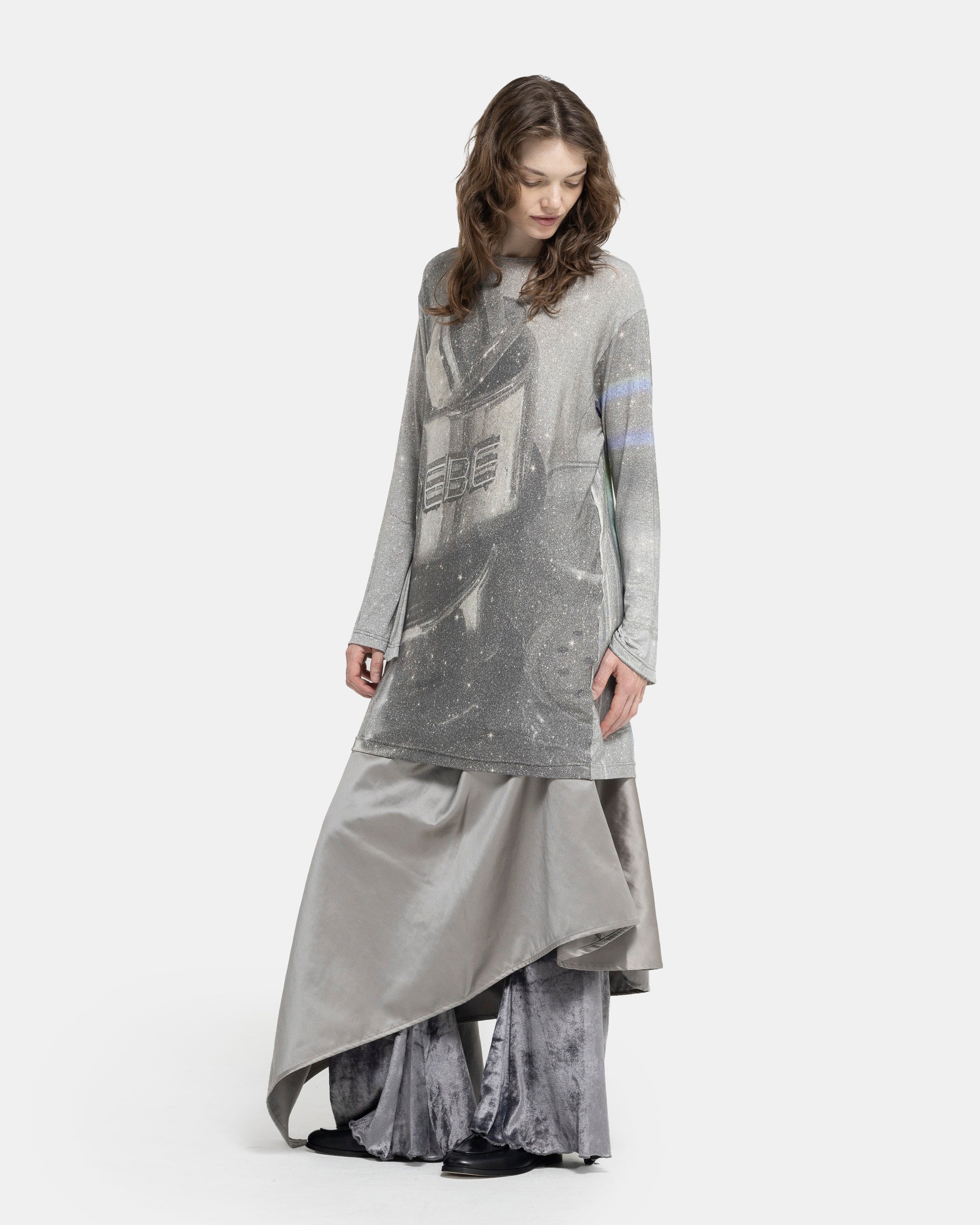 Oversized Printed T-Shirt in Grey