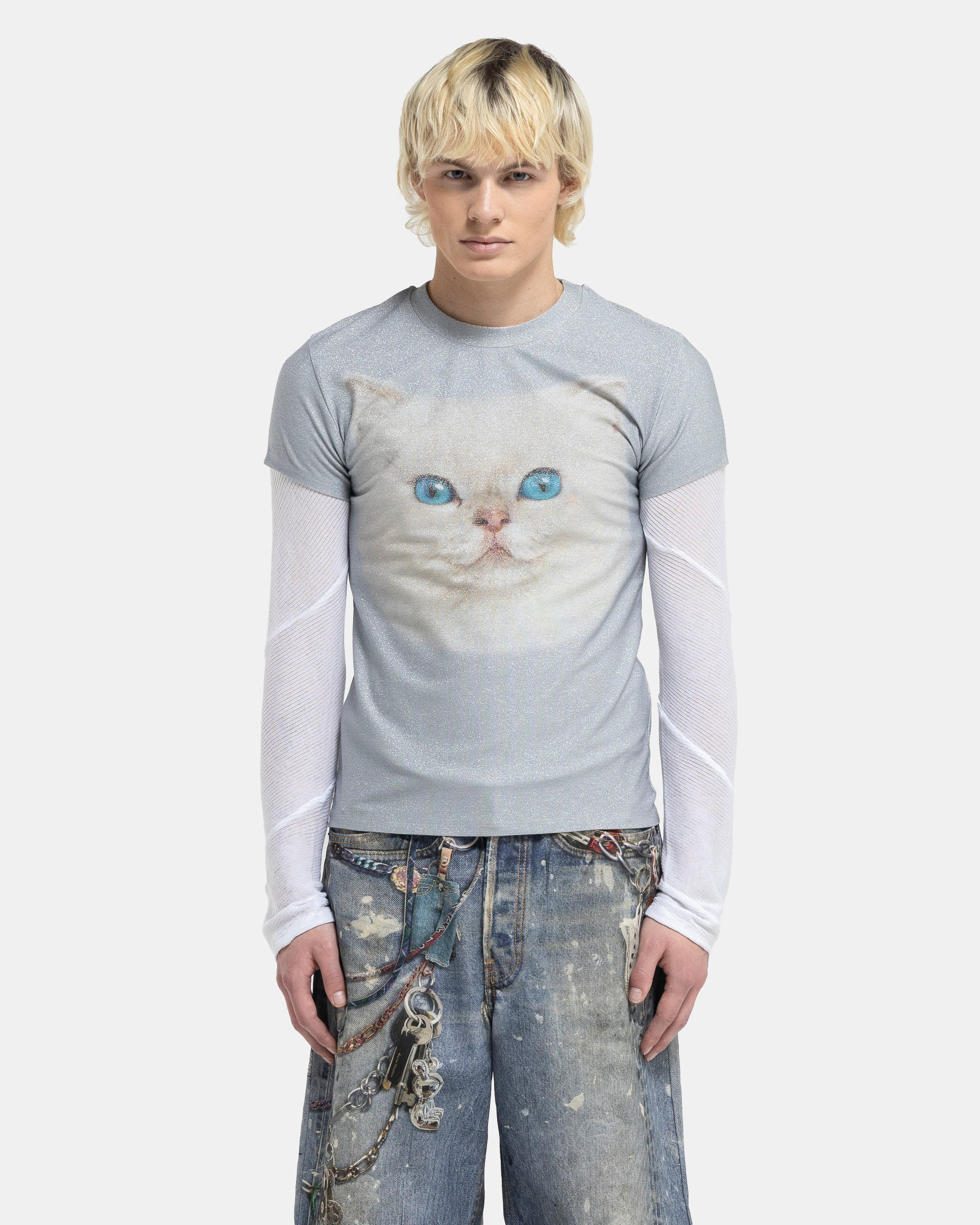 Cat T-Shirt in Pale Blue