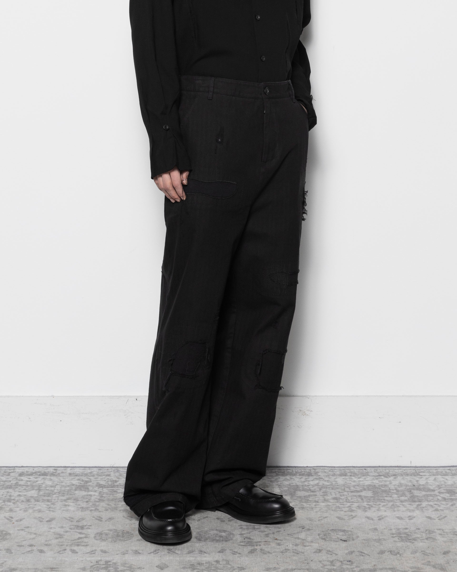 Distressed Work Pants in Black