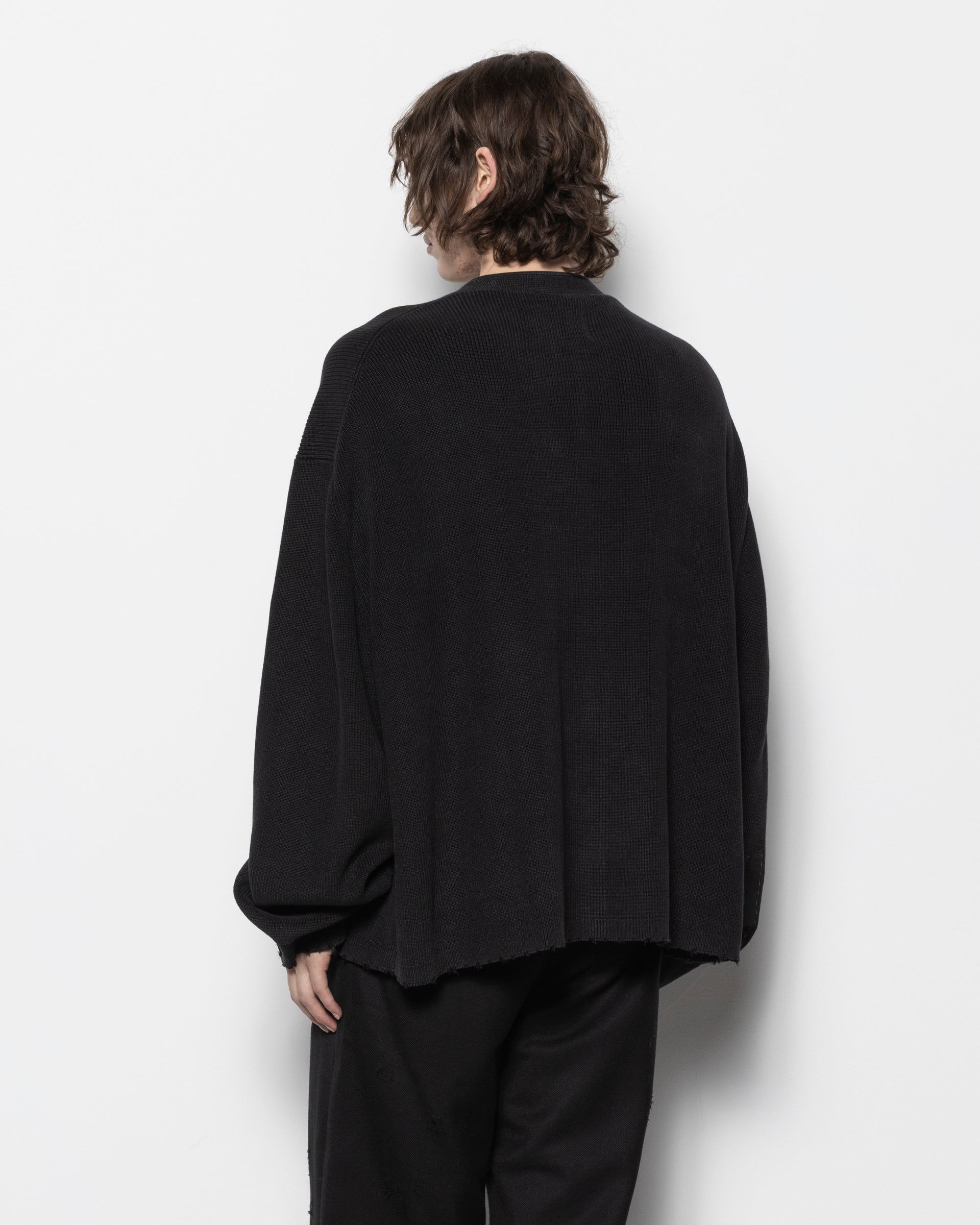 Double Breasted Aged Knit in Black
