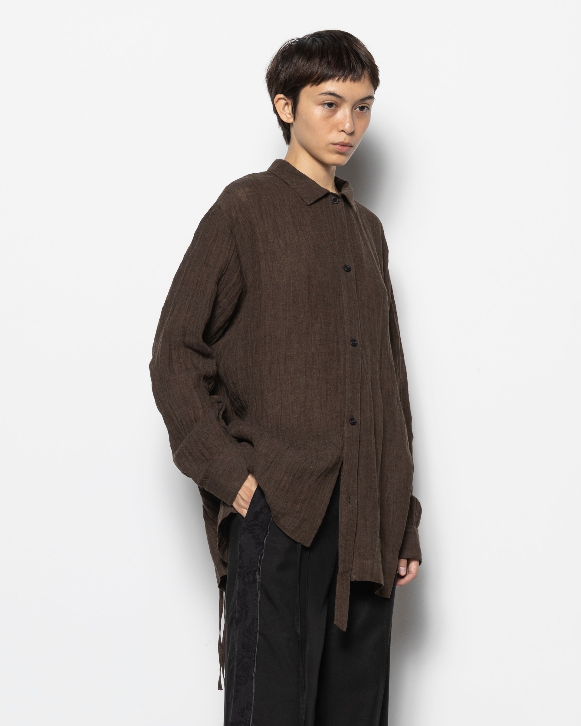 Drop Shoulder Shirt in Brown