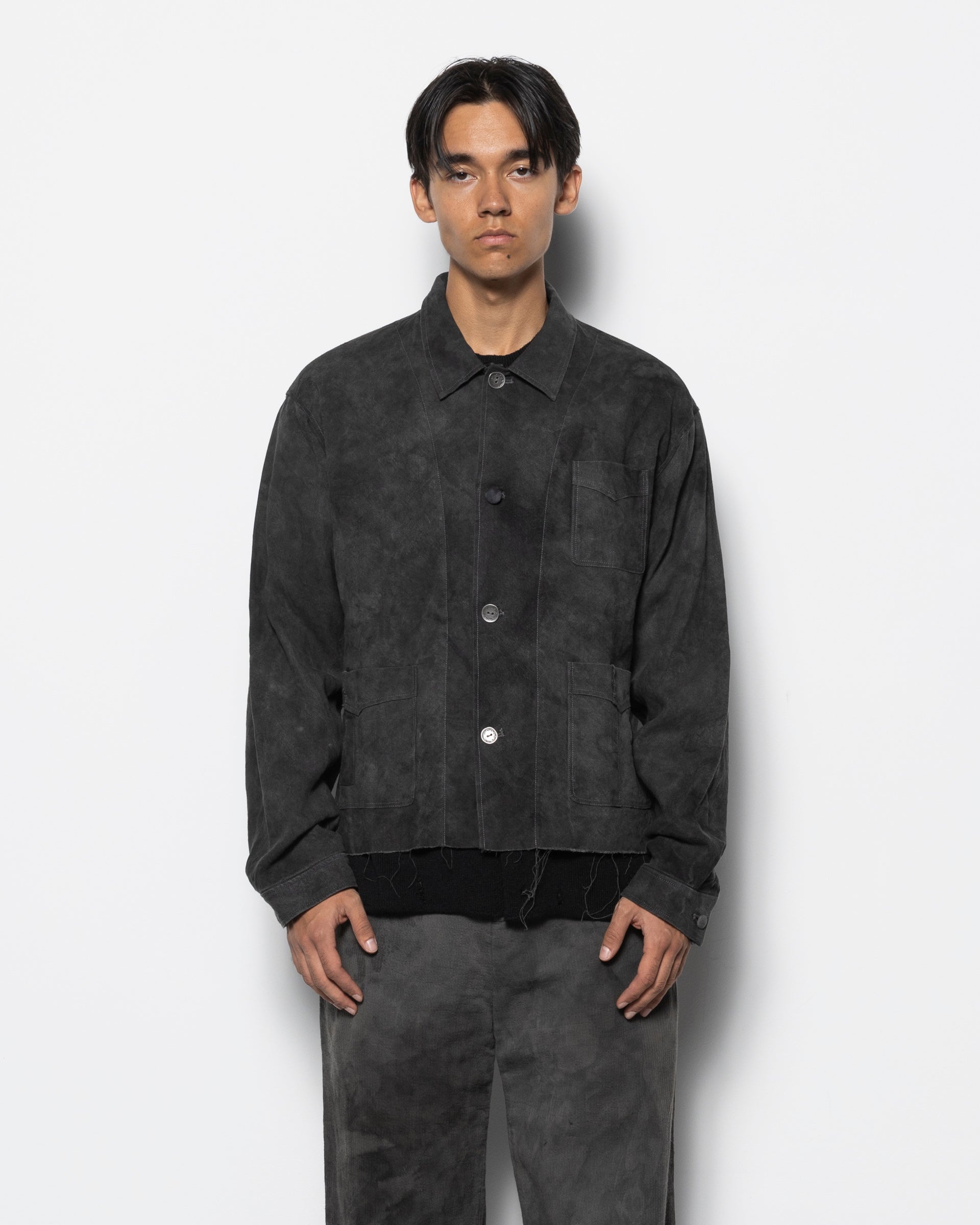 E Work Jacket in Natural Dyed Grey