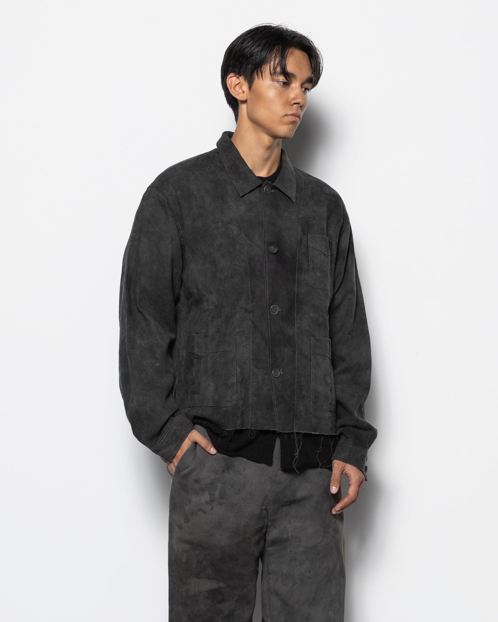 E Work Jacket in Natural Dyed Grey
