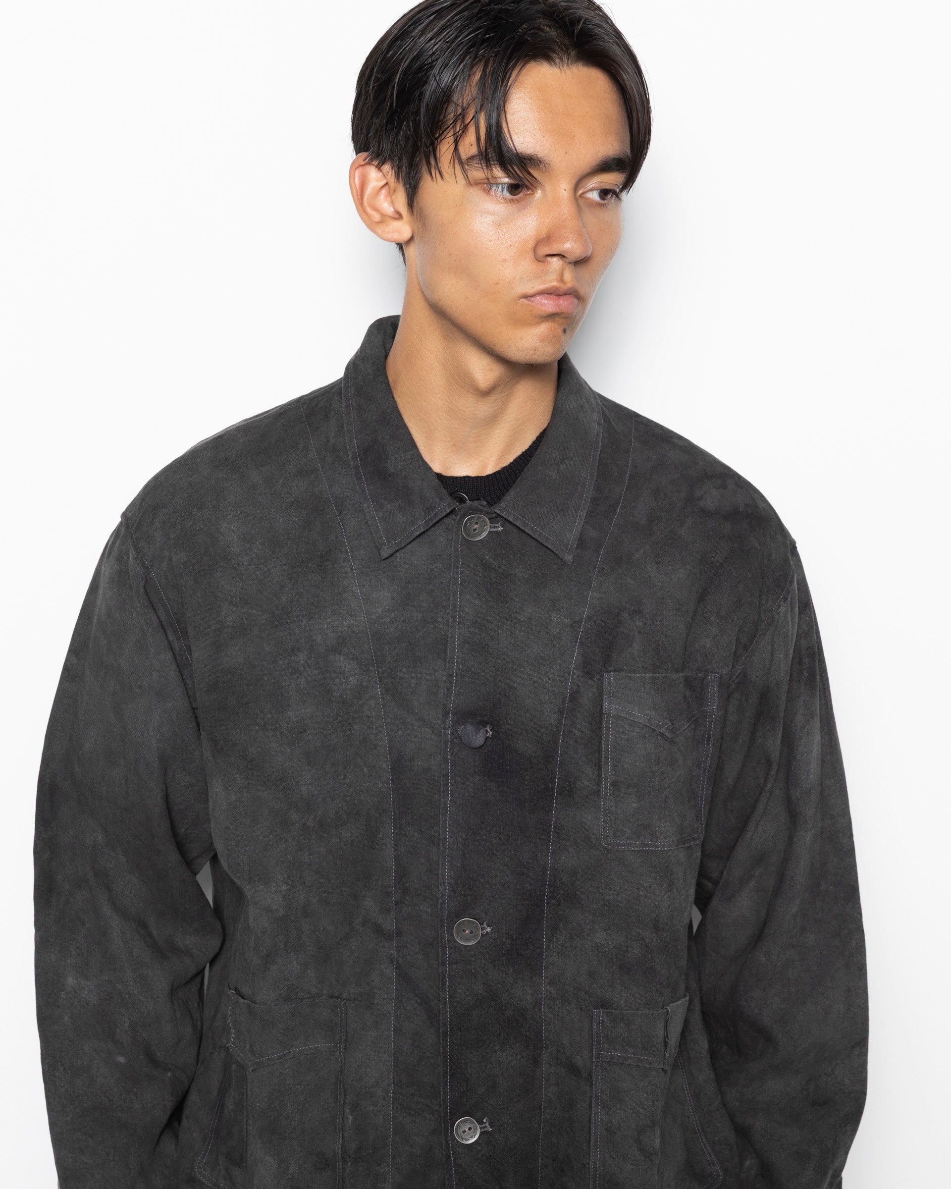 E Work Jacket in Natural Dyed Grey