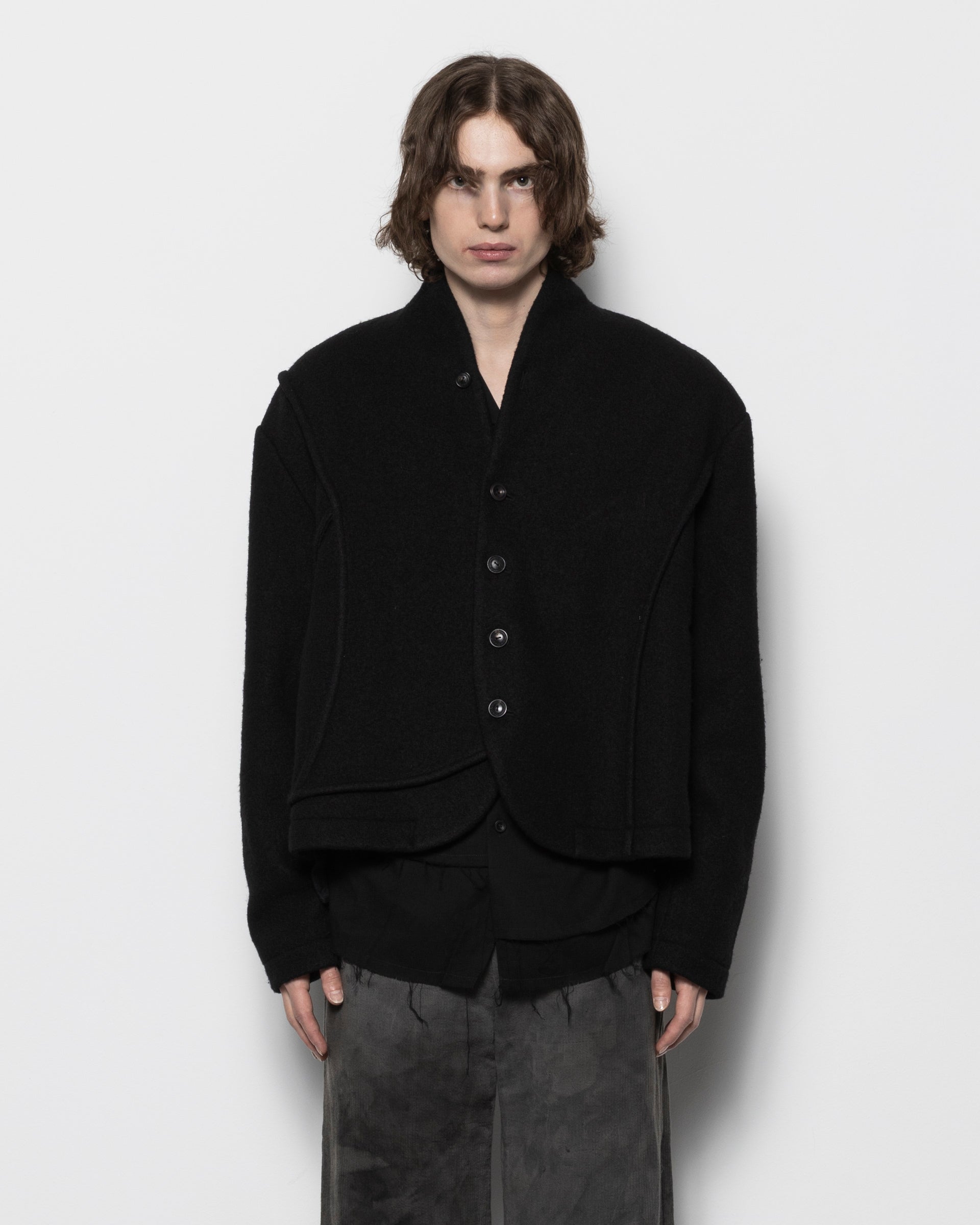 Felted Wool Blazer in Black