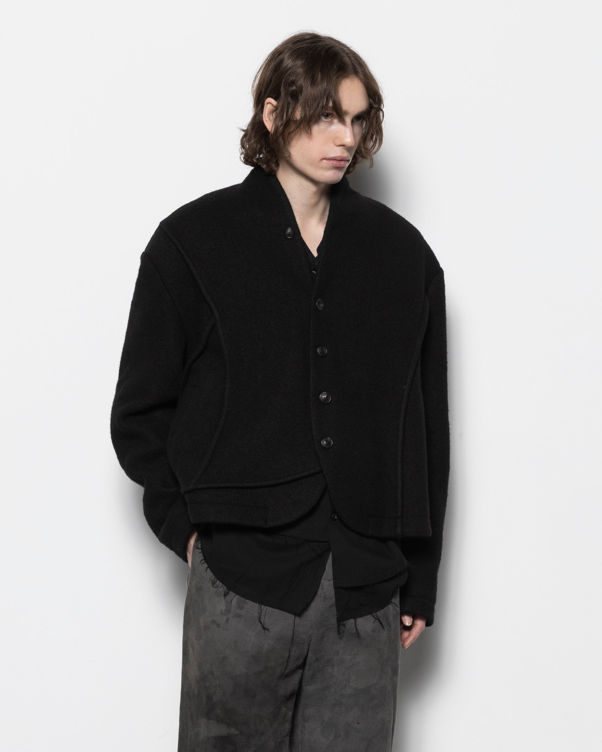 Felted Wool Blazer in Black