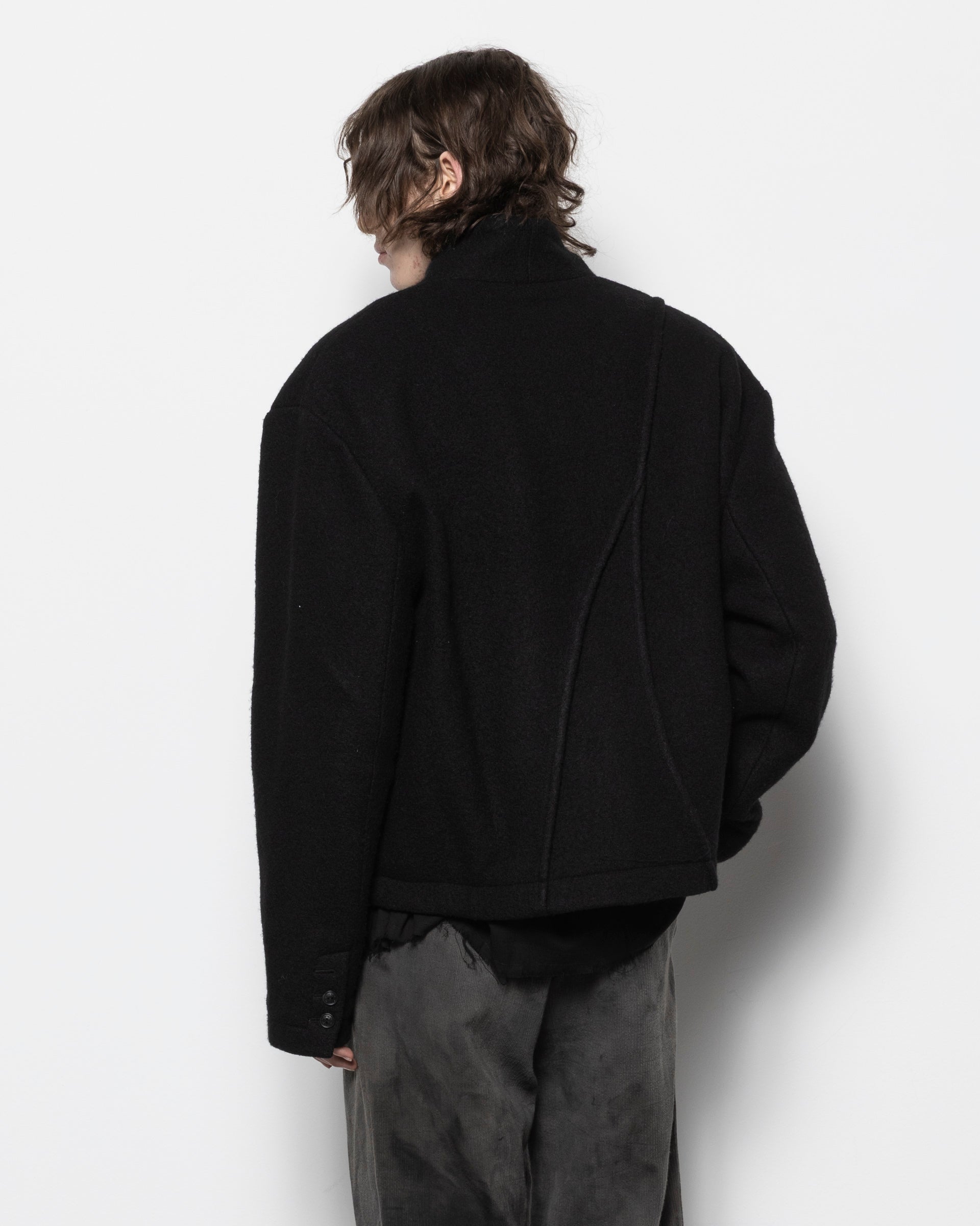 Felted Wool Blazer in Black