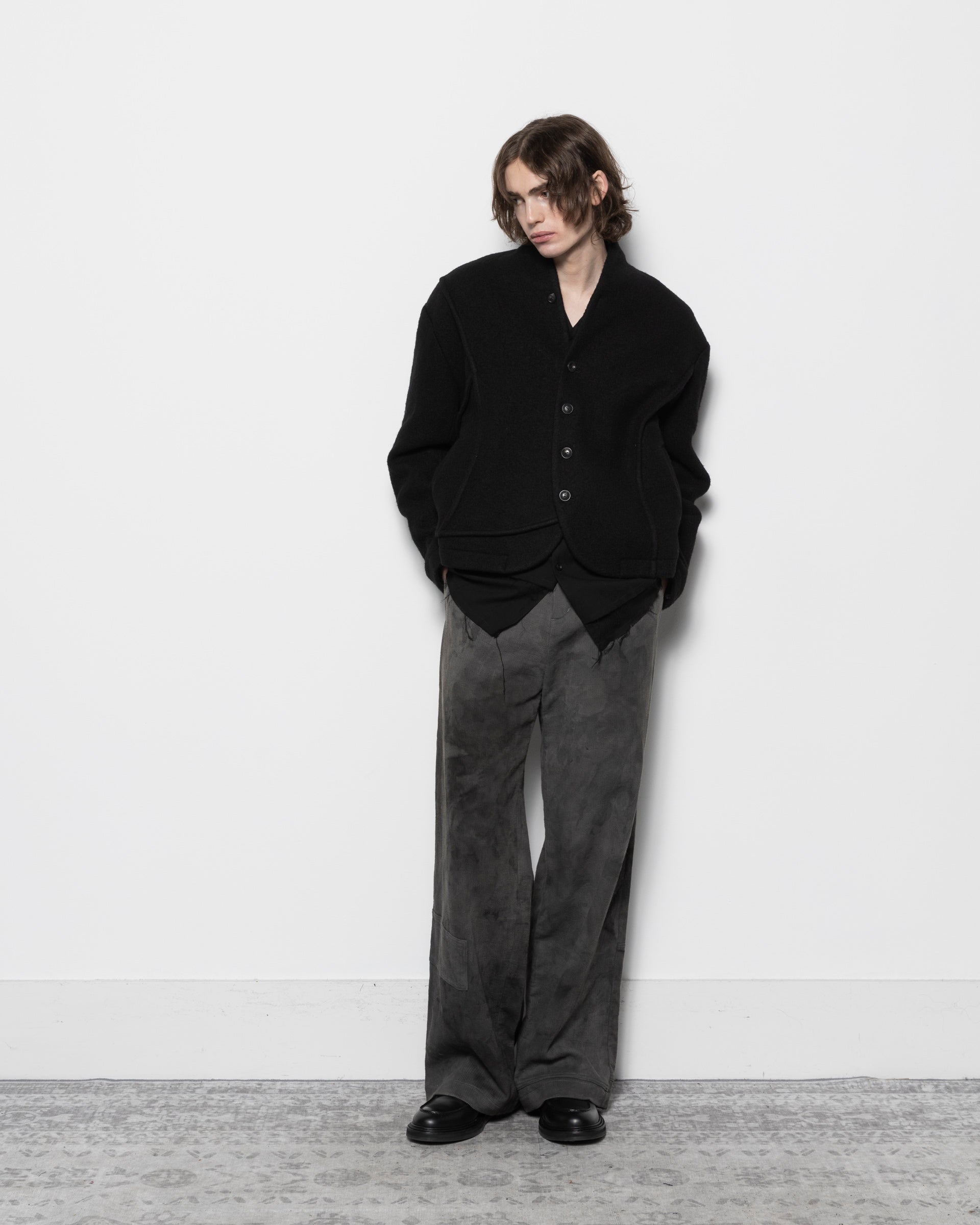 Felted Wool Blazer in Black
