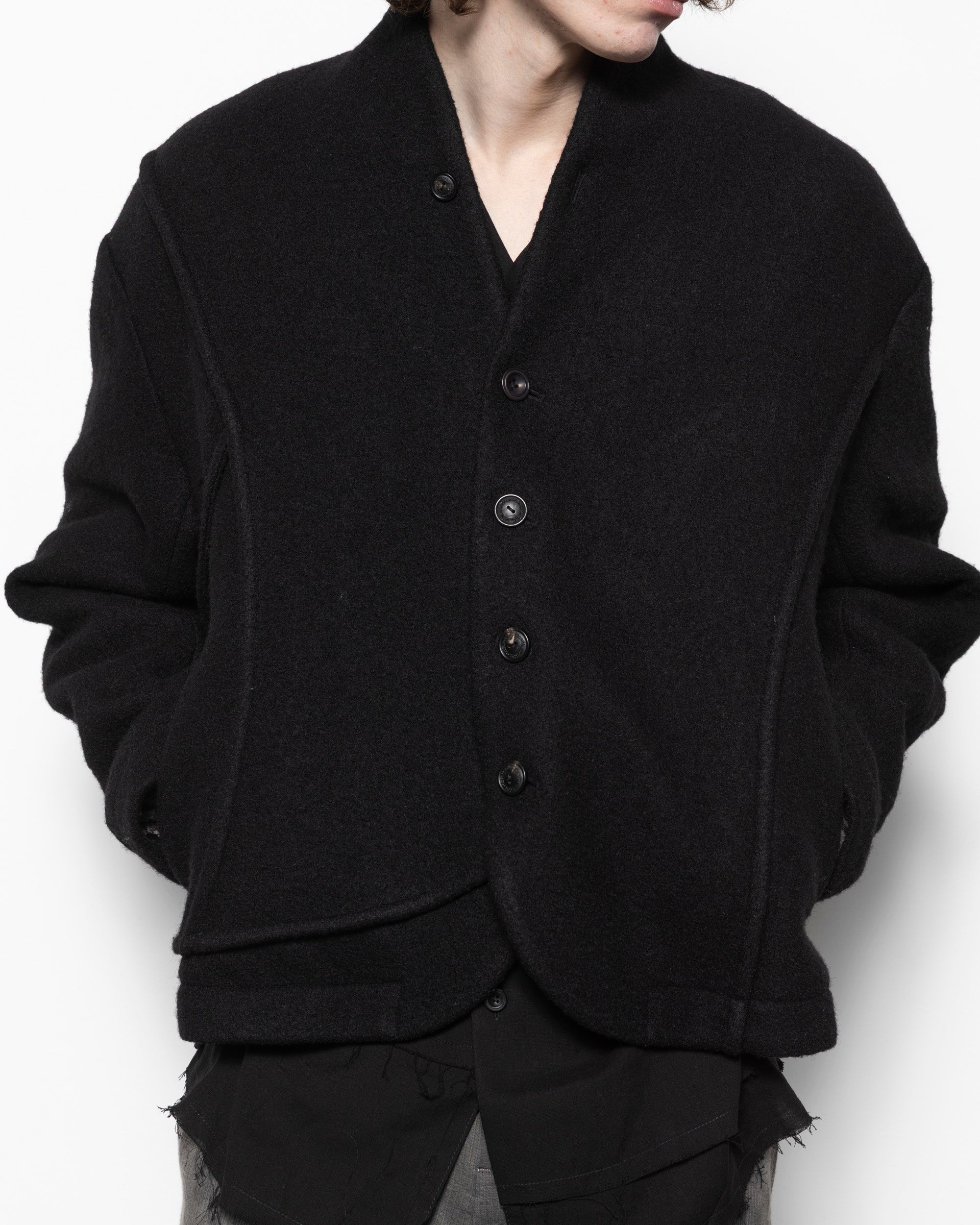 Felted Wool Blazer in Black