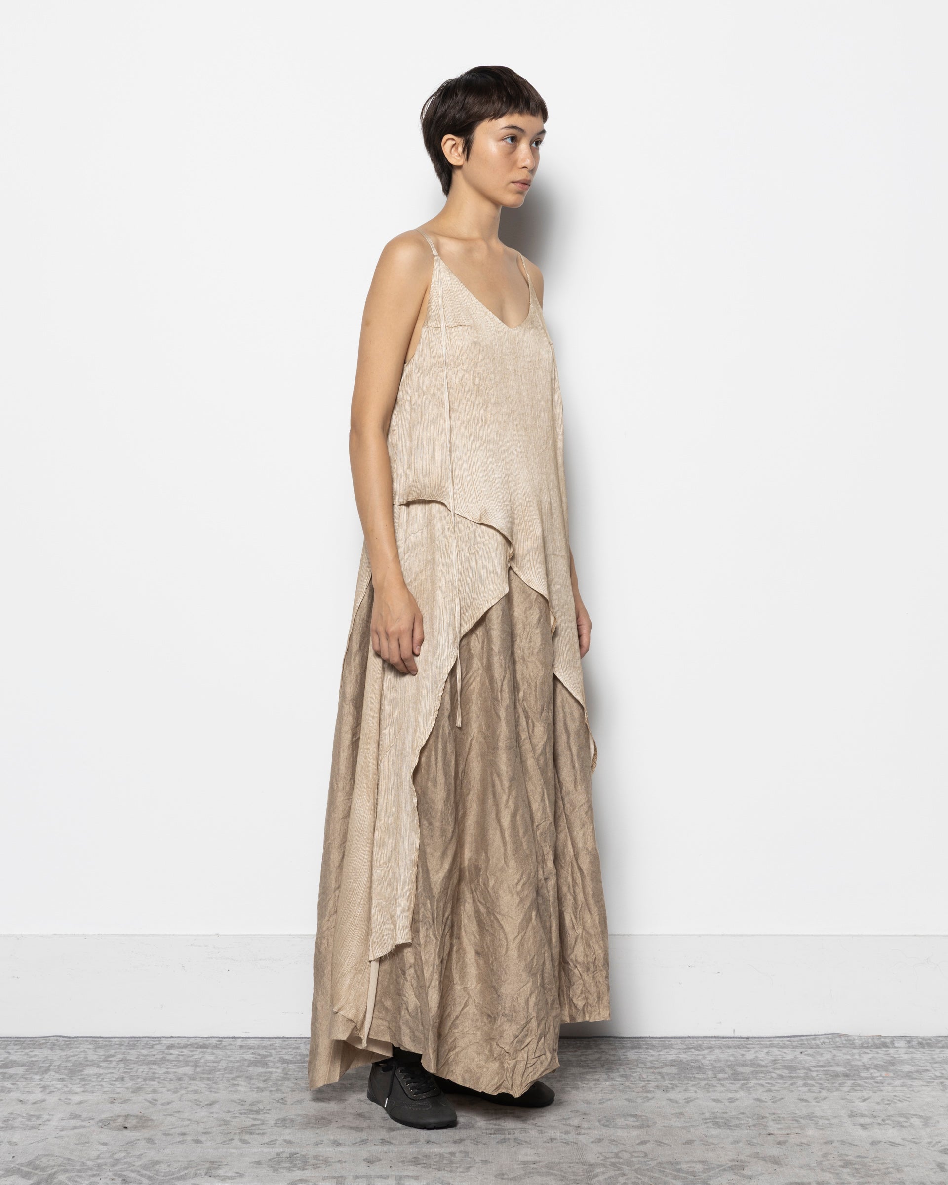 Layer Midi Dress Natural Dyed Beige