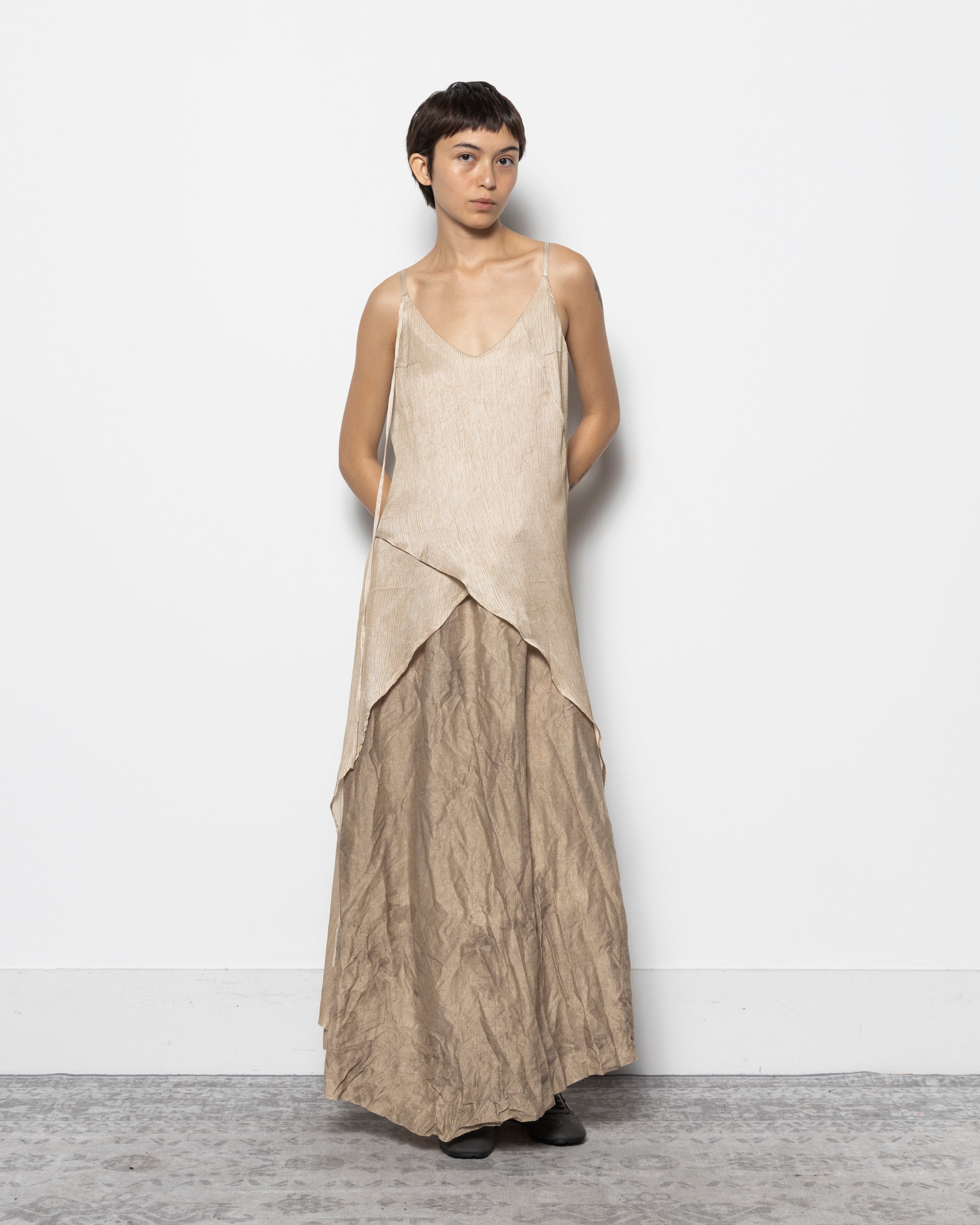 Layer Midi Dress Natural Dyed Beige