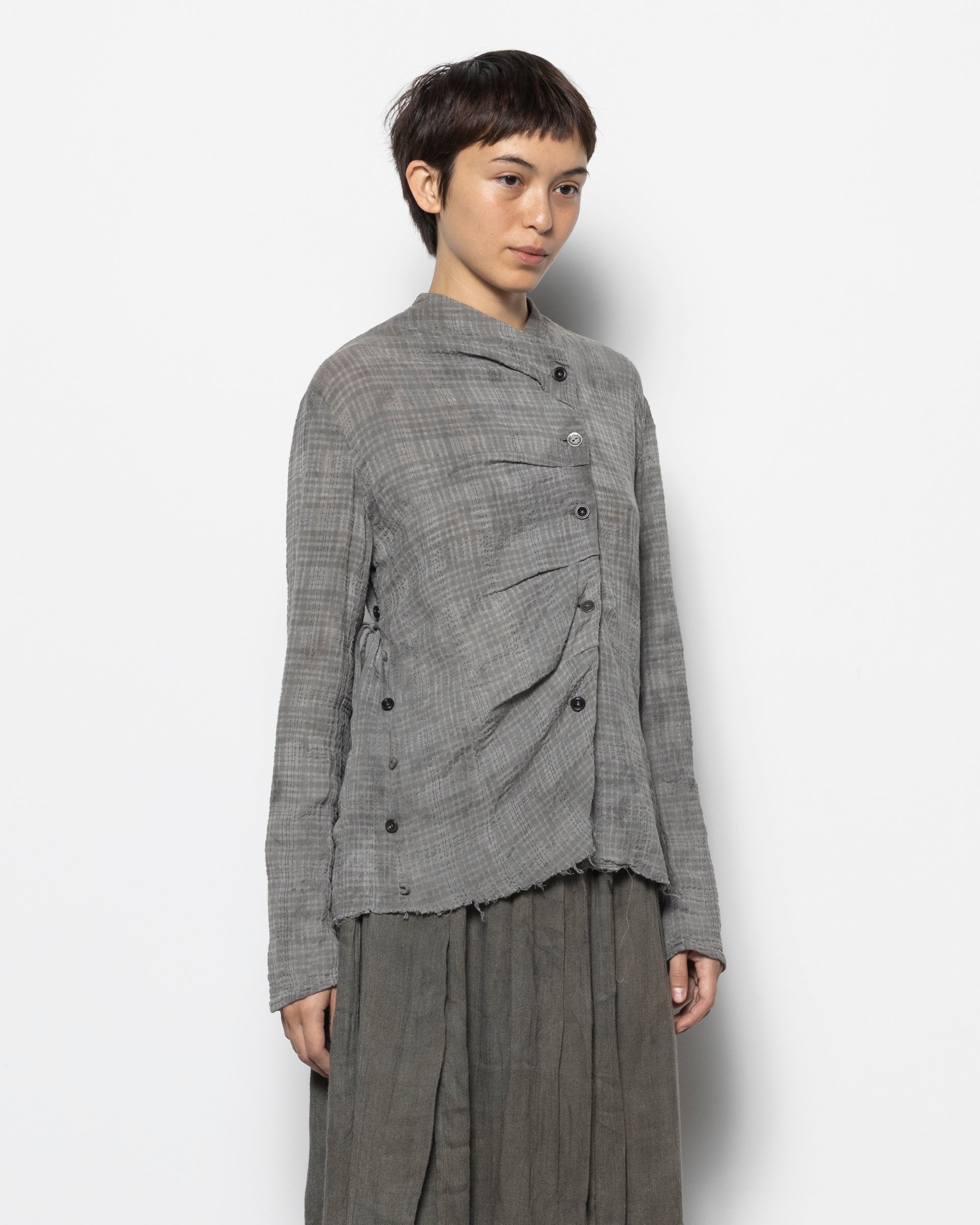 Ruffled Shirt in Natural Dyed Grey