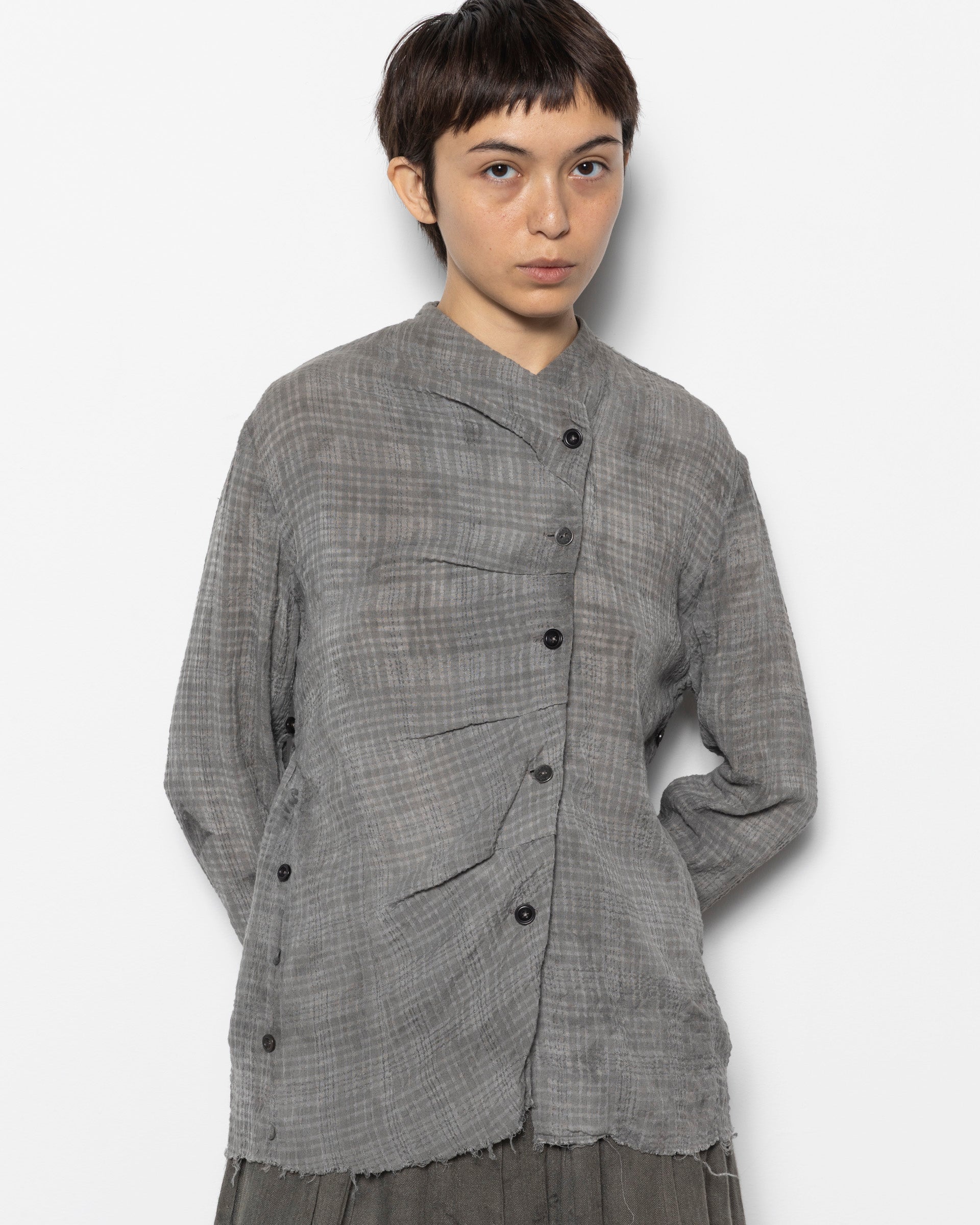 Ruffled Shirt in Natural Dyed Grey