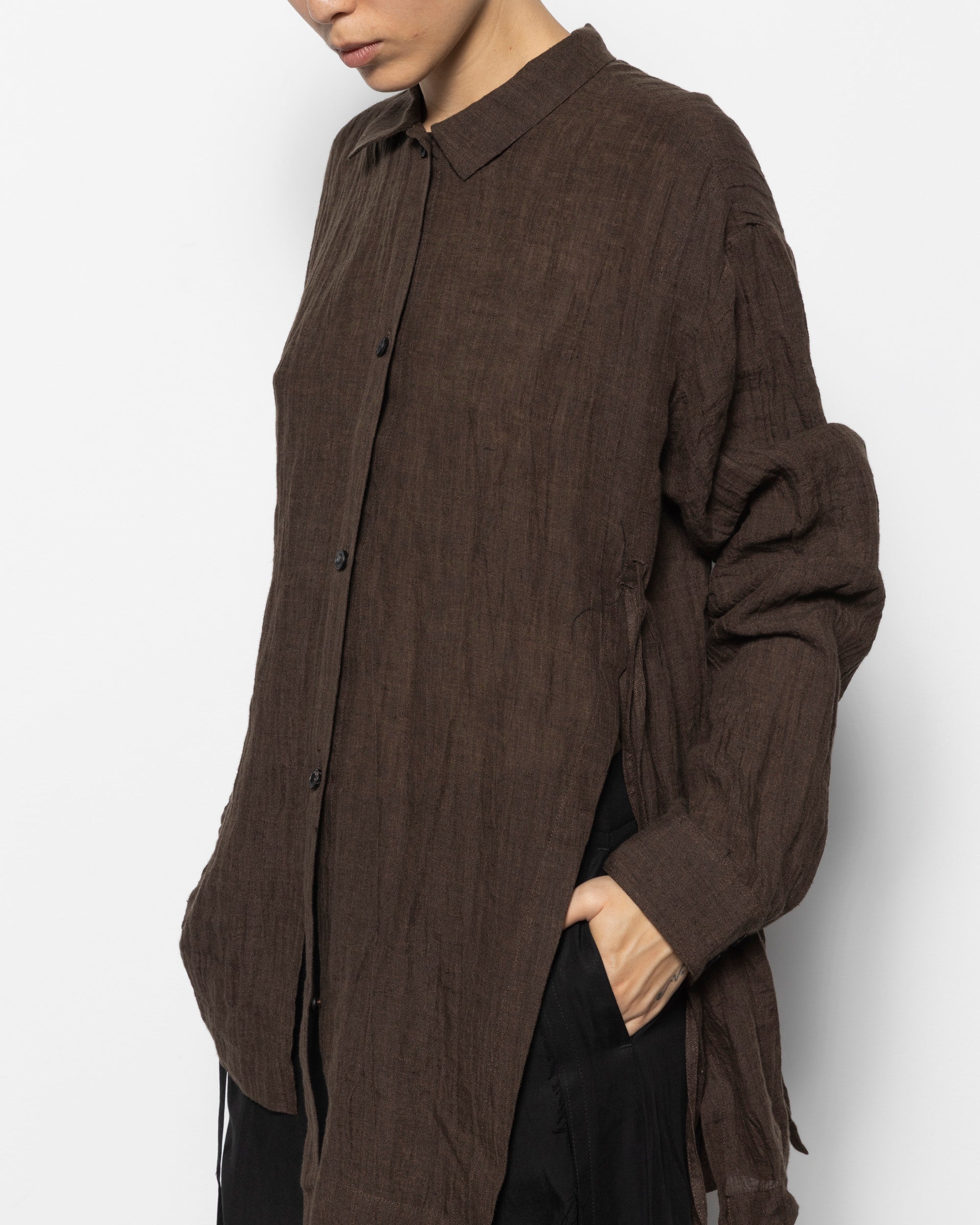 Drop Shoulder Shirt in Brown