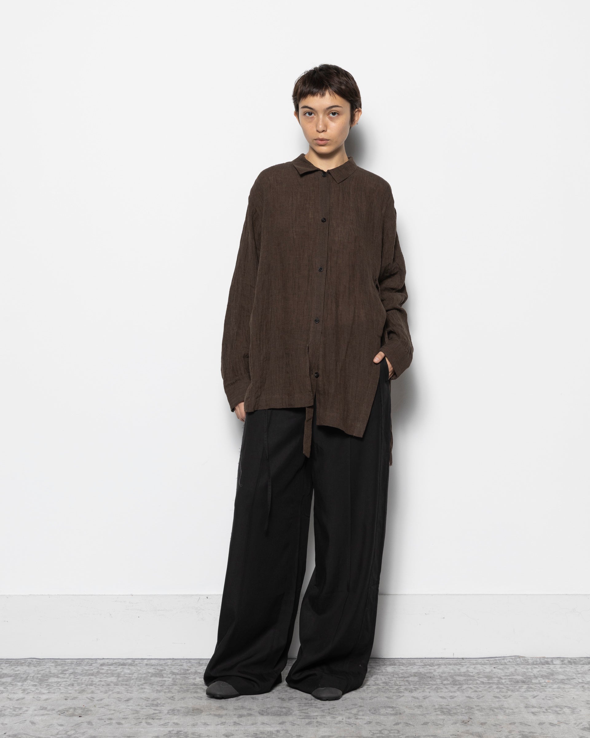 Drop Shoulder Shirt in Brown