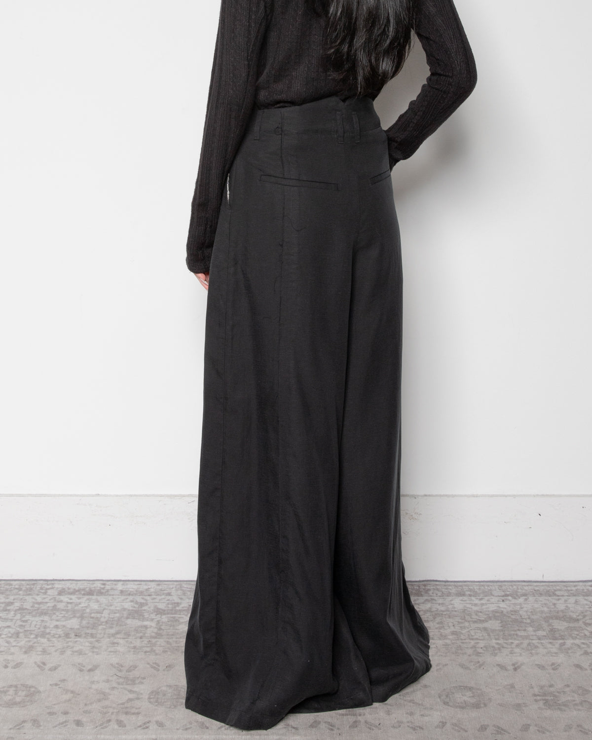 Asymmetric Wrap Skirt-Pant in Black