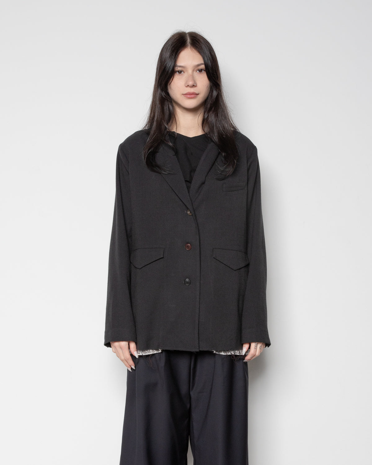 Deconstructed Tailored Blazer in Black
